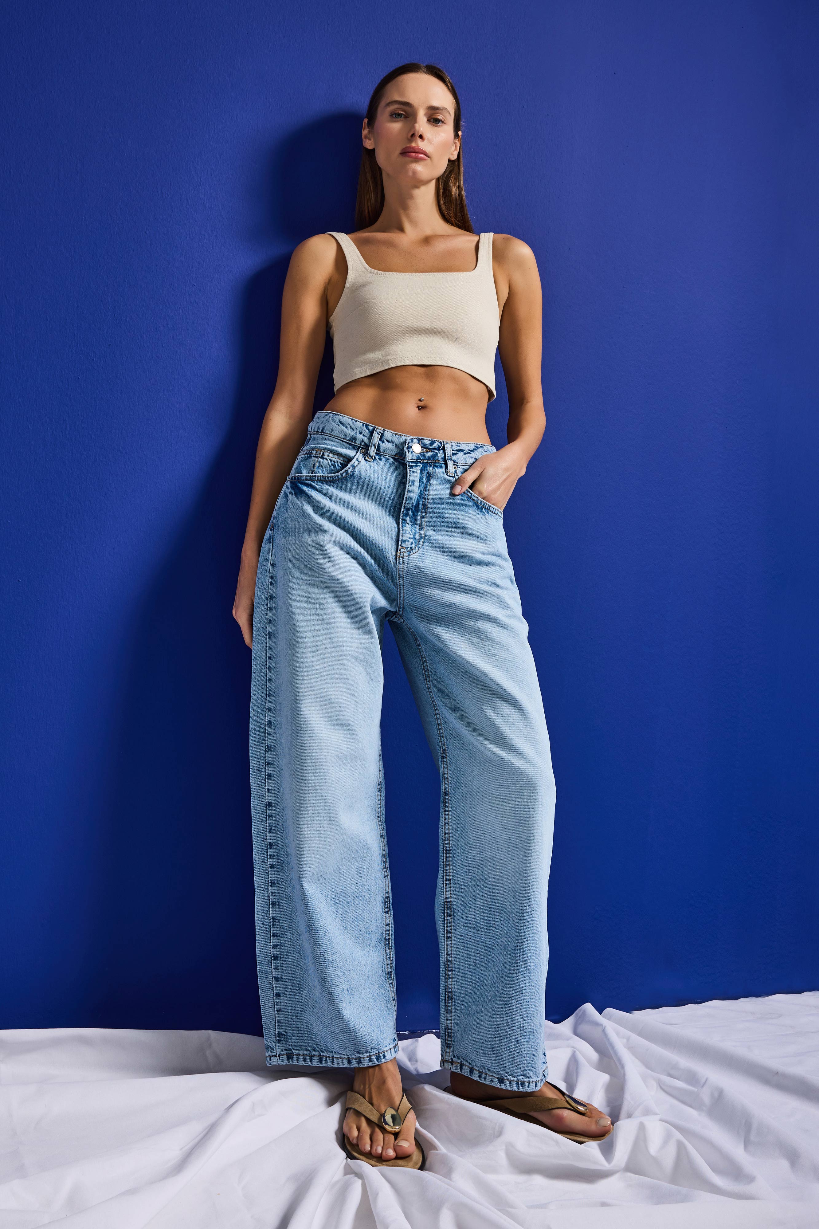 Kadın Ice 4s6-27 Baggy Low Rise Fit Tokyo %100 Koton Denim Jean