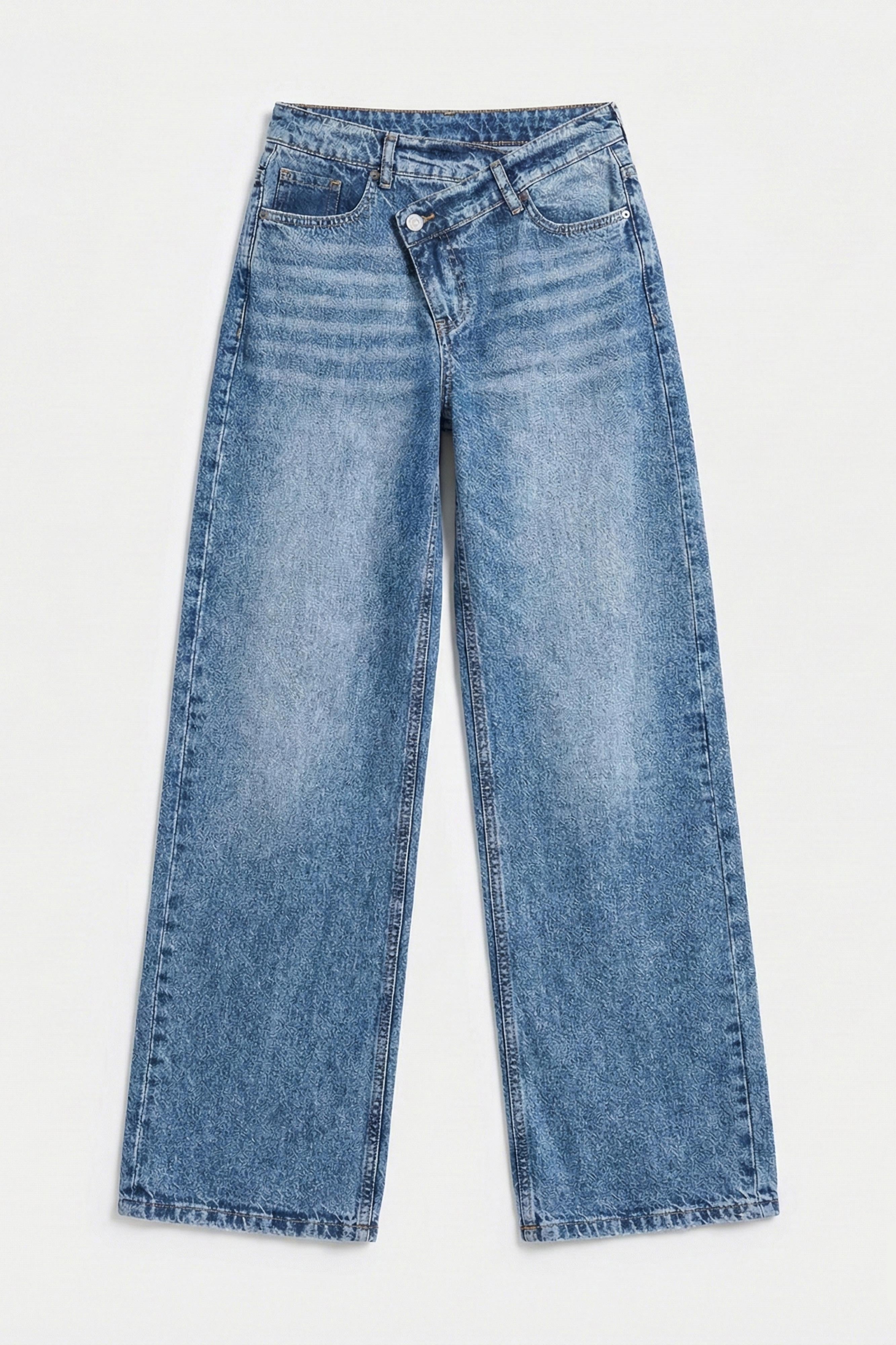 Kadın Kot Rengi 4s6-4 Straight Fit Yüksek Bel Tasarım Denim Jean