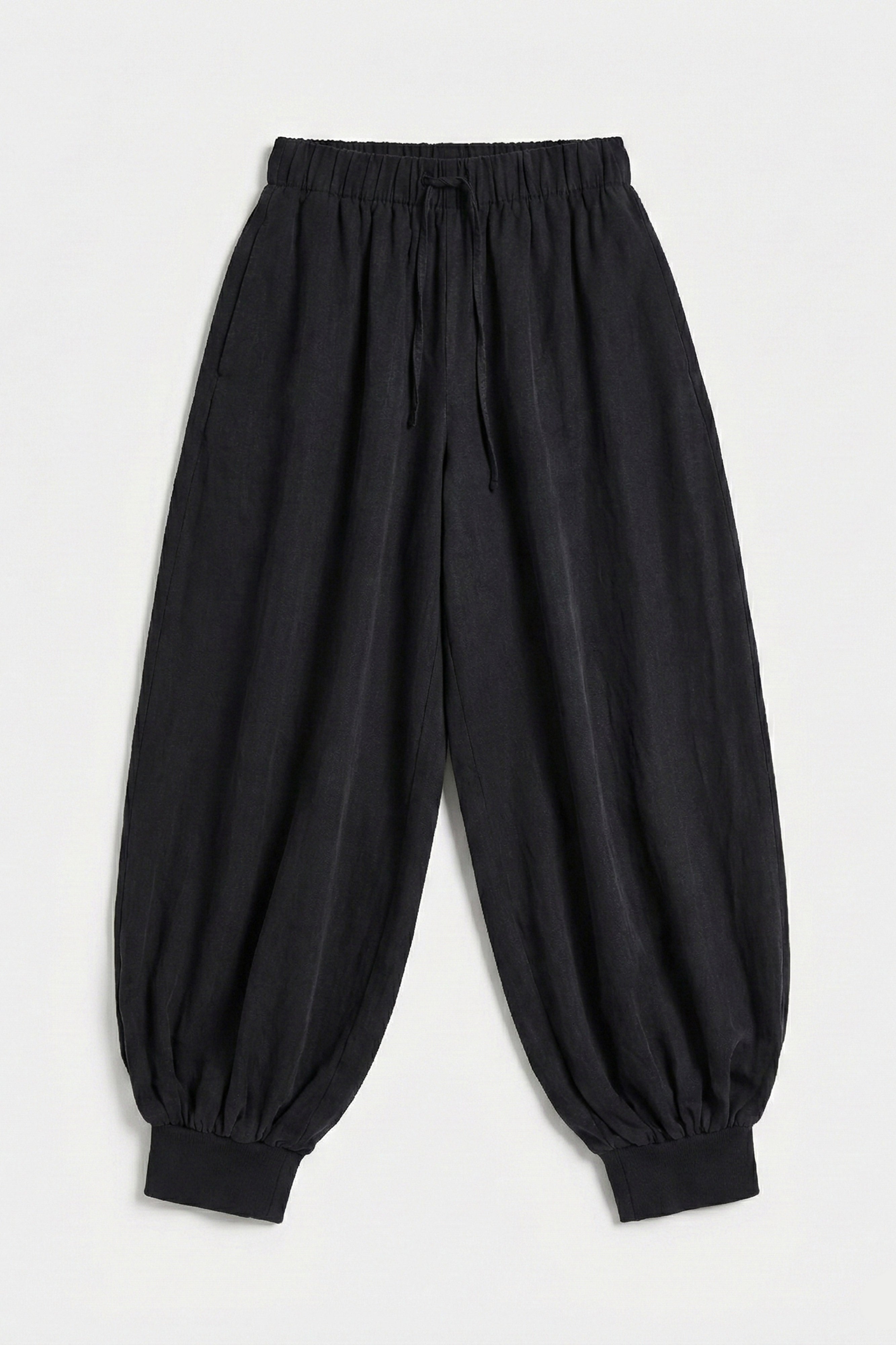 Kadın Siyah Renk s5-1 Baggy Fit Viskon Kumaş Rahat Kesim Yürüyüş Pantolonu