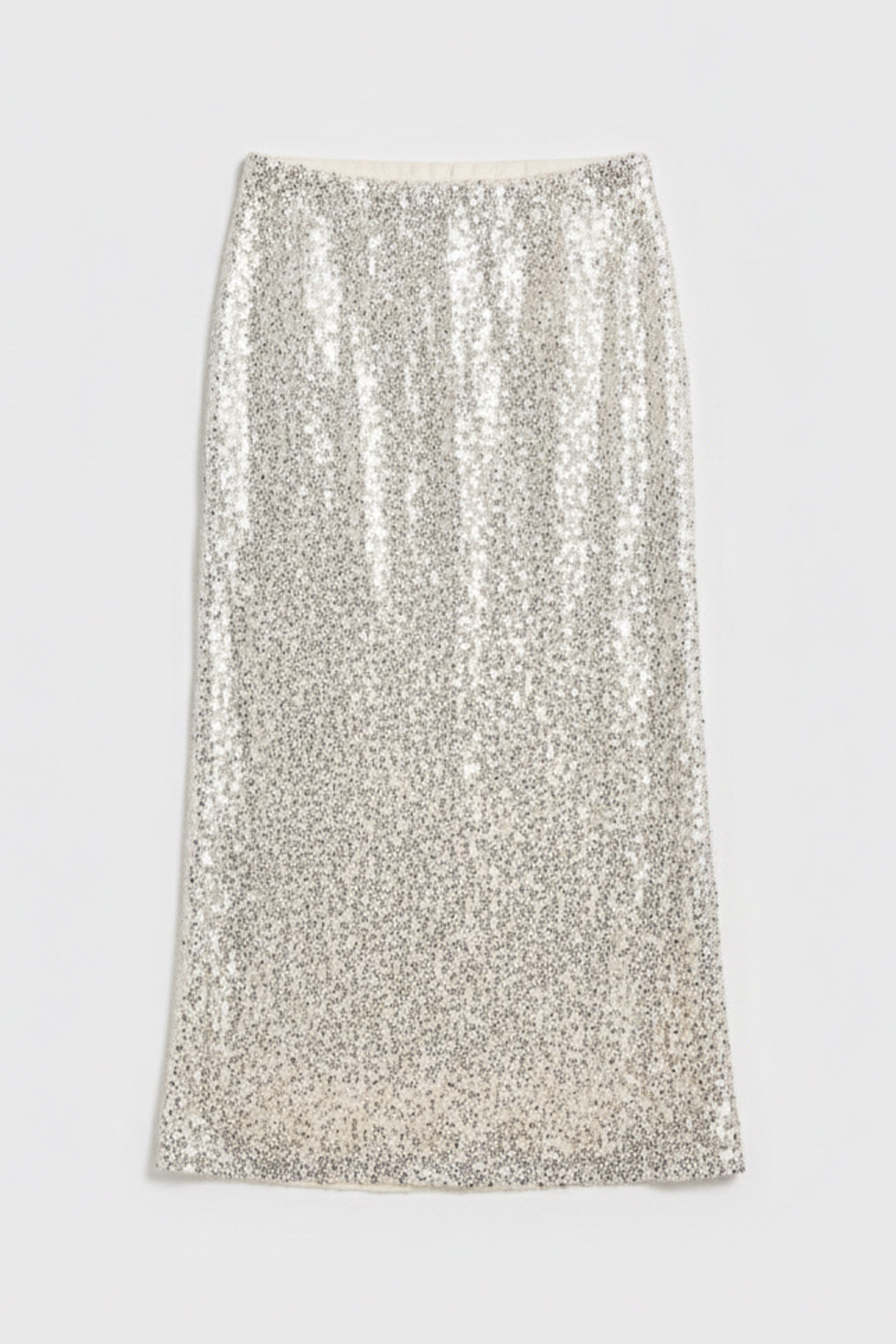 Kadın Ekru Renk Maxi Boy Pul Payetli Tasarım Etek