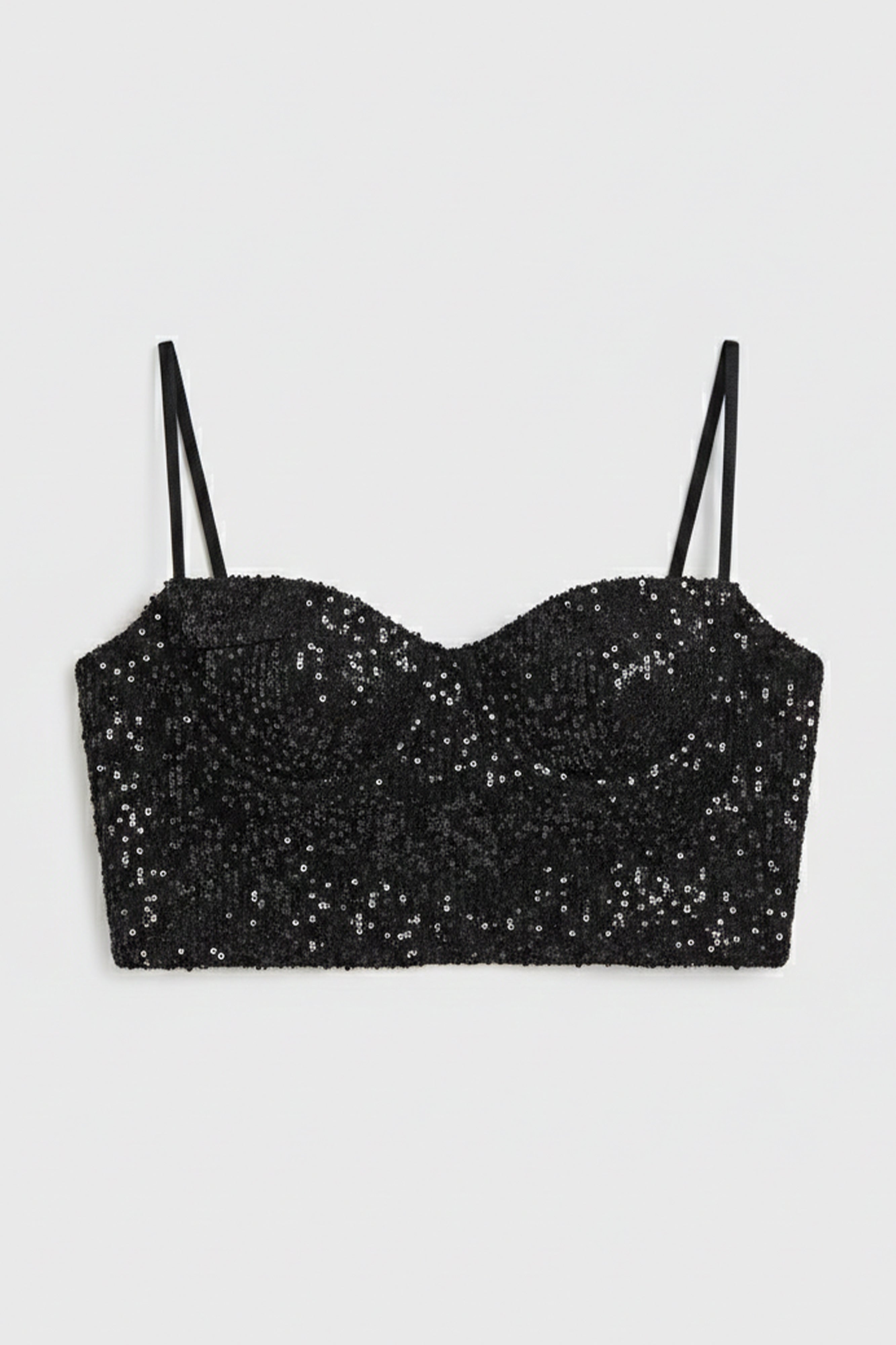 Kadın Siyah Renk Pul Payet Detaylı Askılı Büstiyer