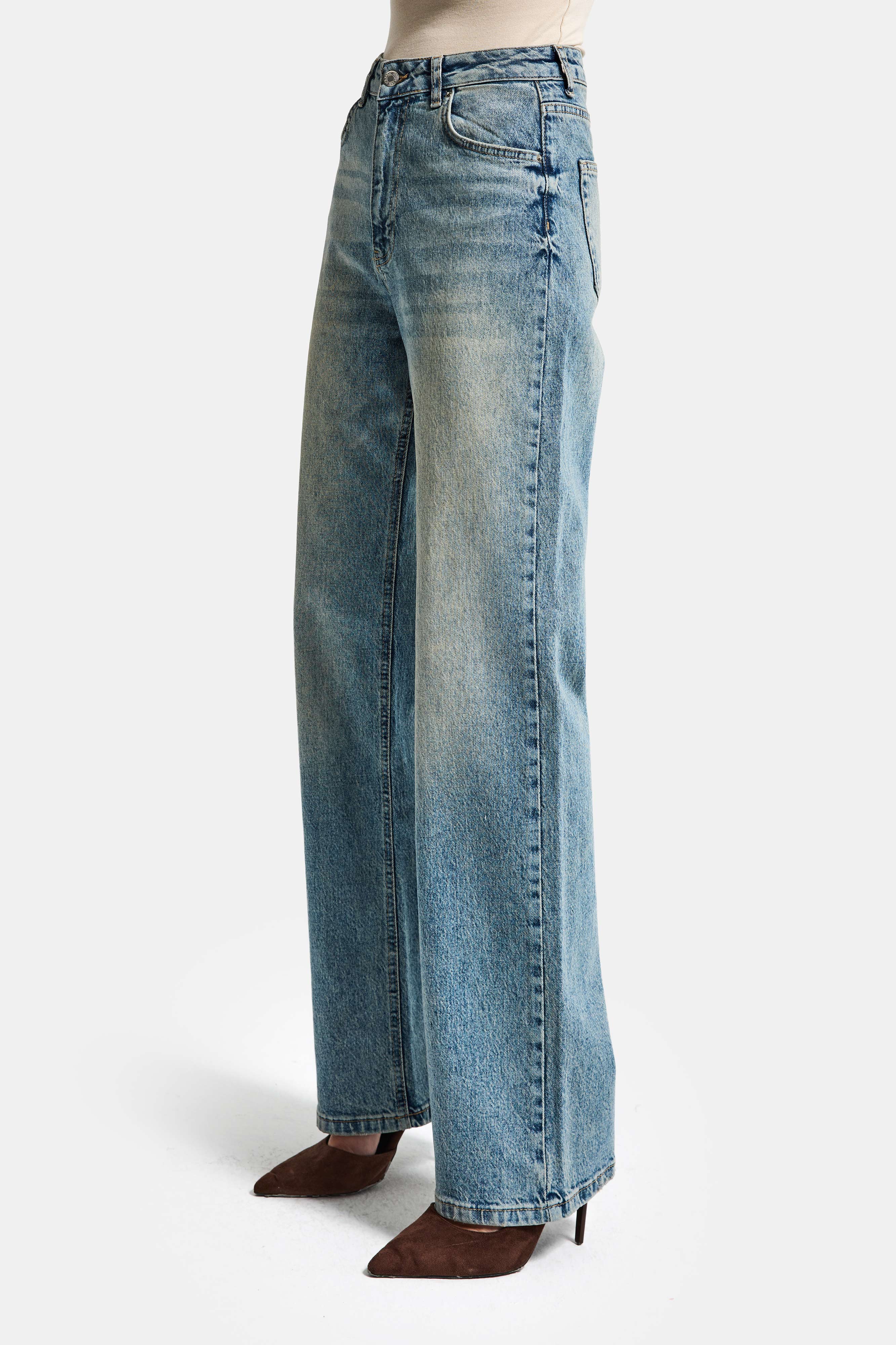 Kadın T.Kot Rengi 4s6-32 Straight Fit Yüksek Bel Komfort Kumaş Denim Jean