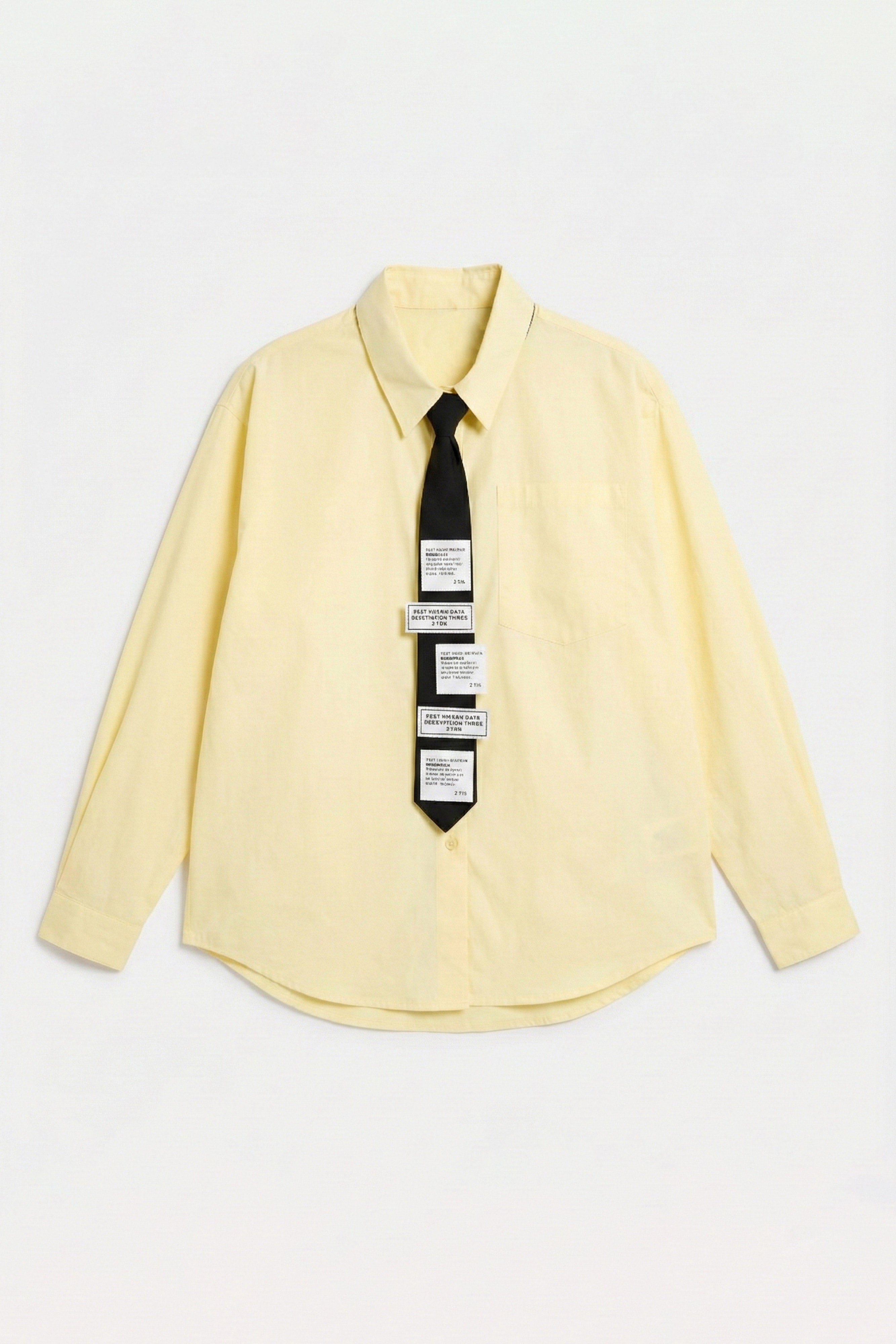 Kadın Sarı Renk Oversize Kravatlı Özel Tasarım Bol Kesim Gömlek