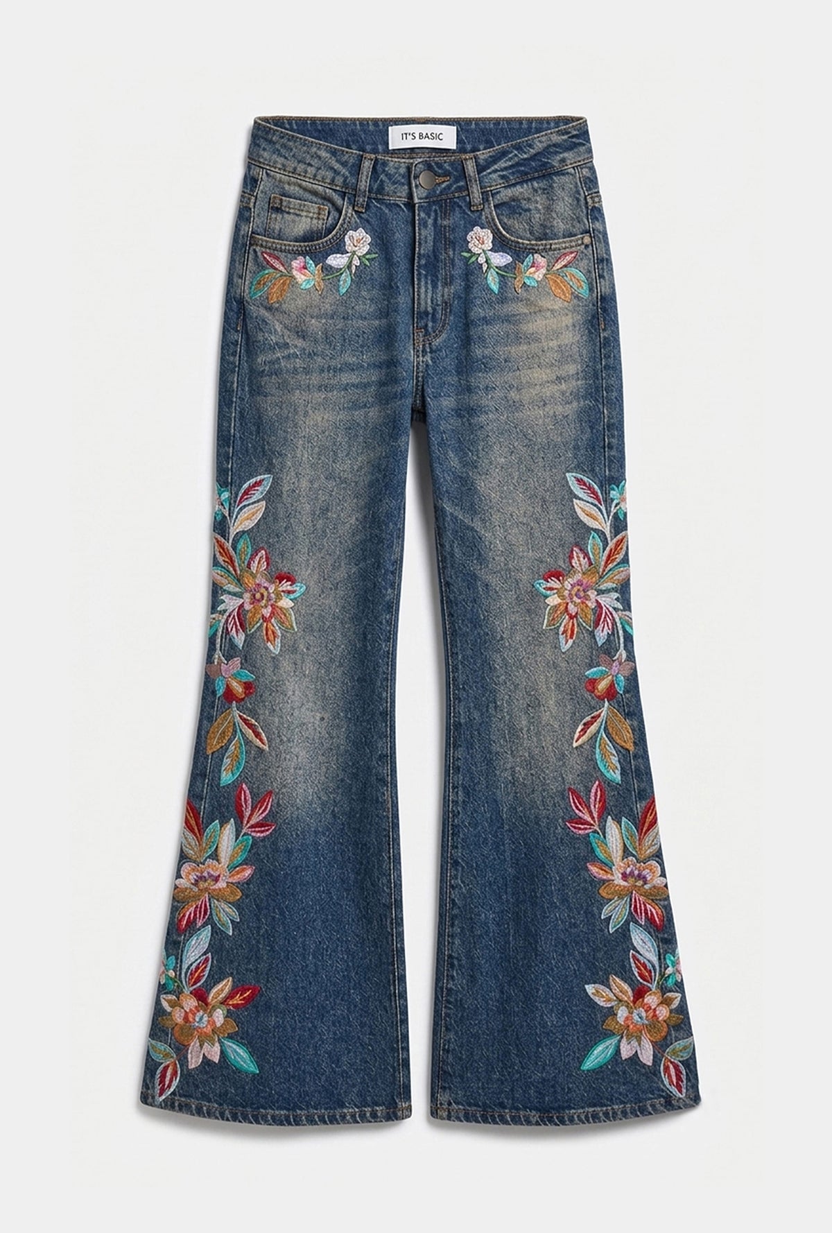 Women's Denim Color 2w6-8 Flare Fit Embroidered Detail Comfort Fabric Special Design Denim Jeans