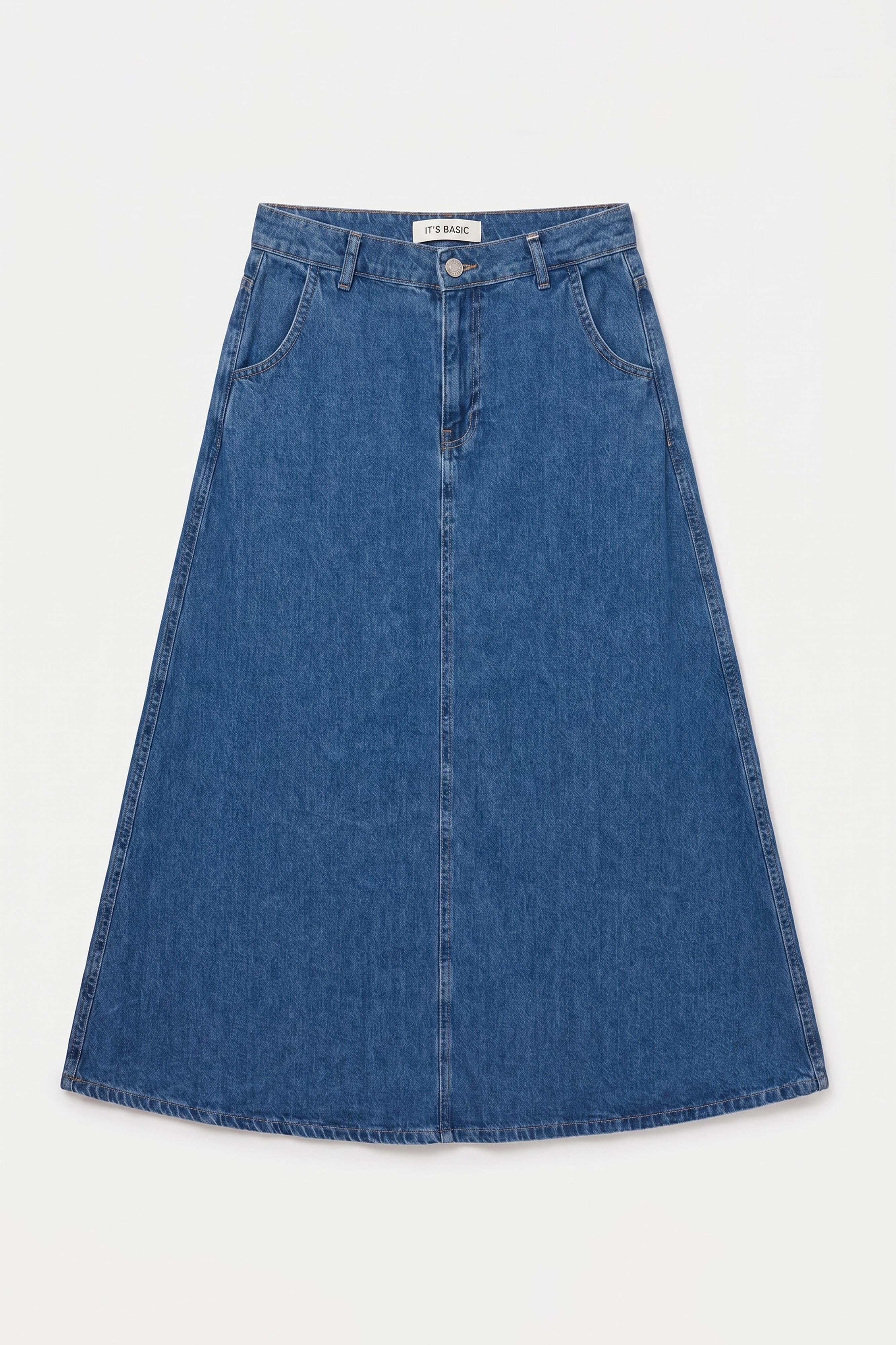 Kadın Mavi Renk Vinca A Tipi Kesim Denim Etek