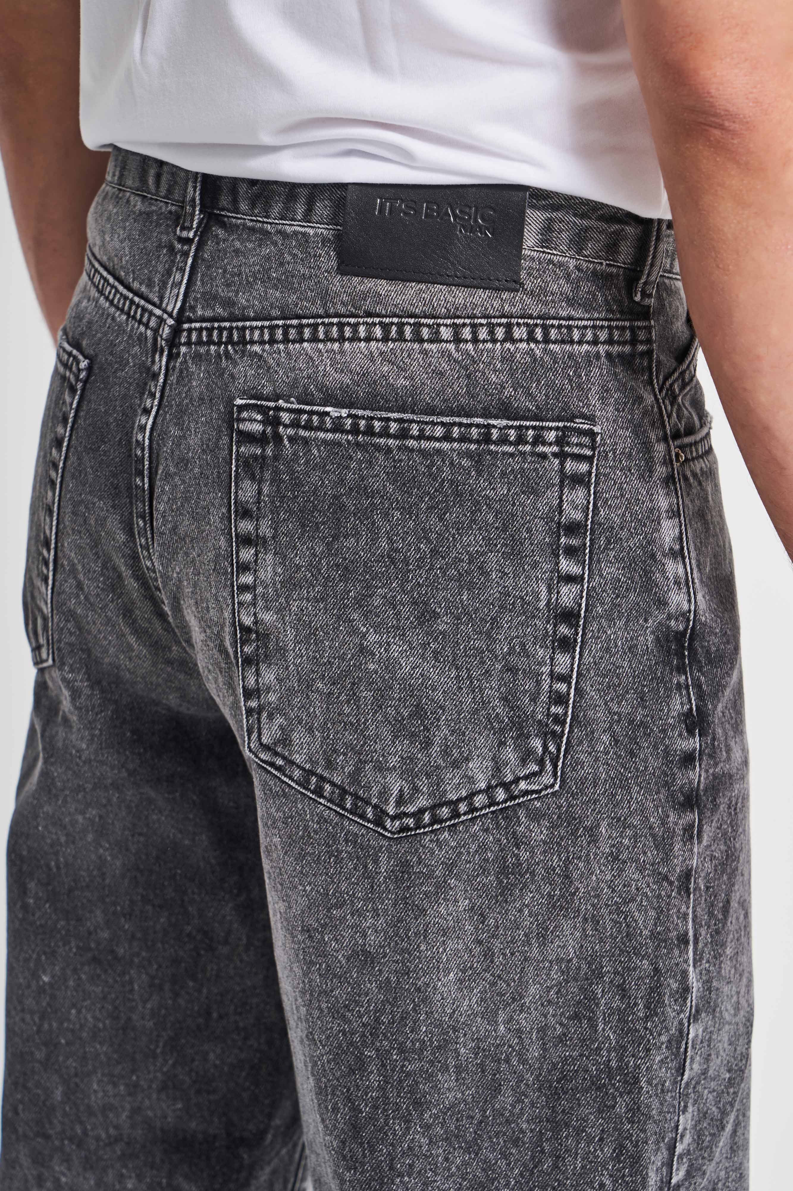 Erkek Füme Renk 4w5-14 Loose Fit %100 Koton Denim Jean