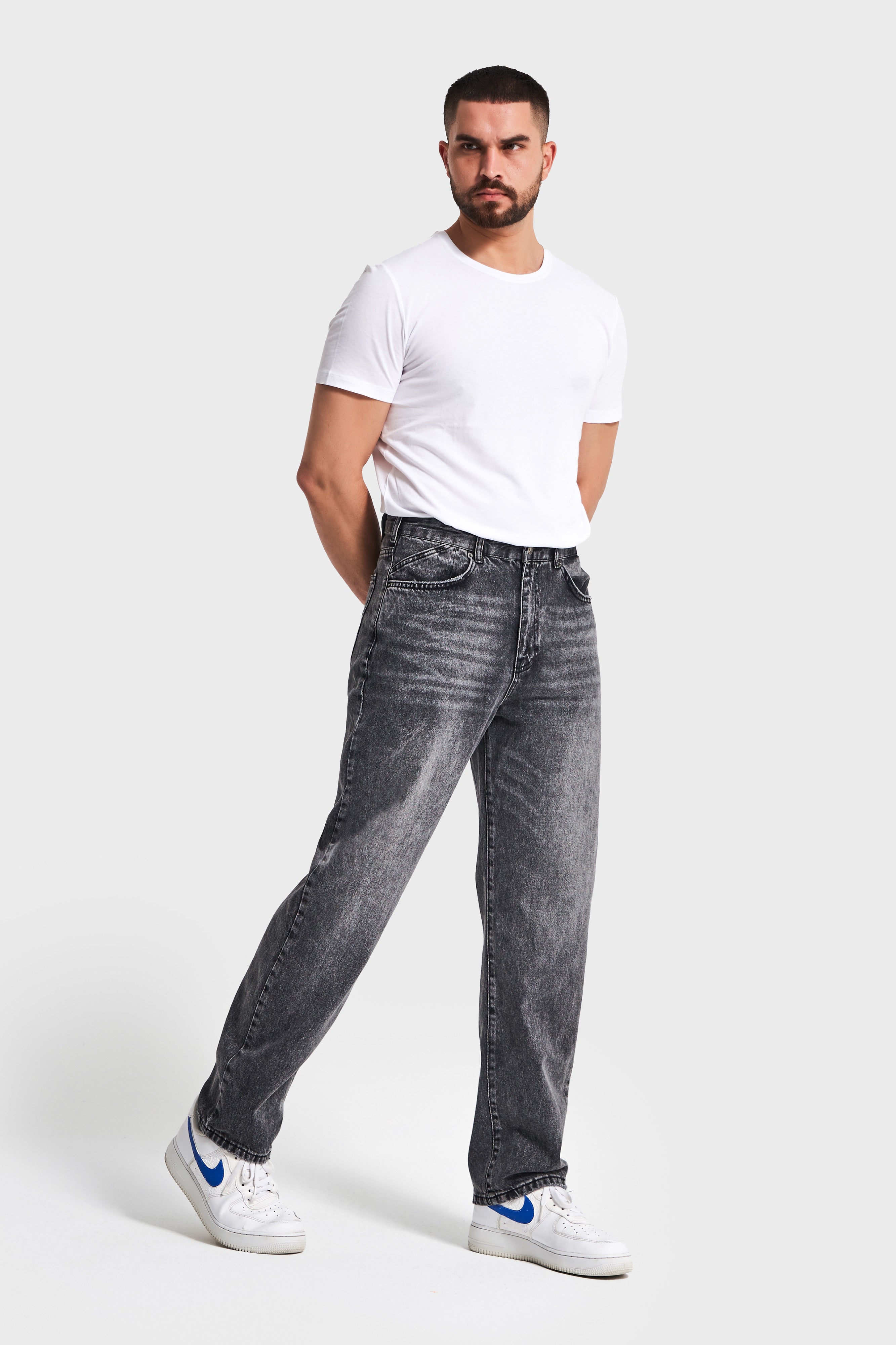 Erkek Füme Renk 4w5-14 Loose Fit %100 Koton Denim Jean