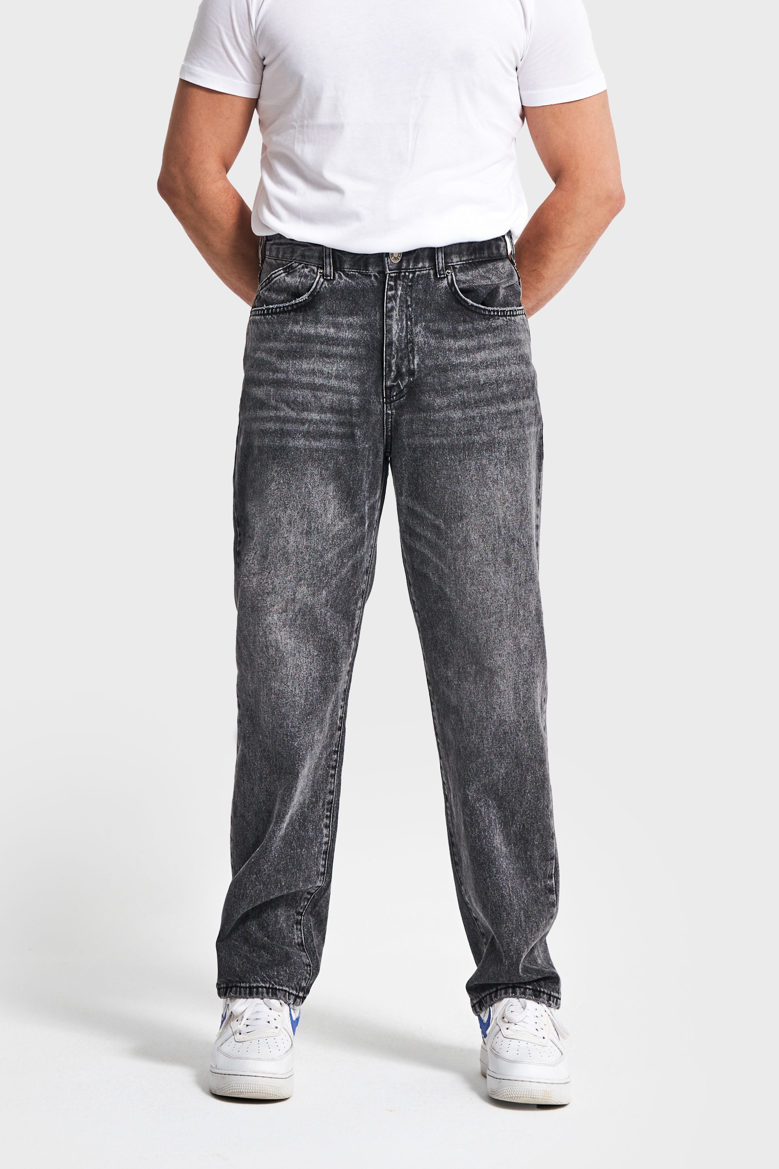 Erkek Füme Renk 4w5-14 Loose Fit %100 Koton Denim Jean