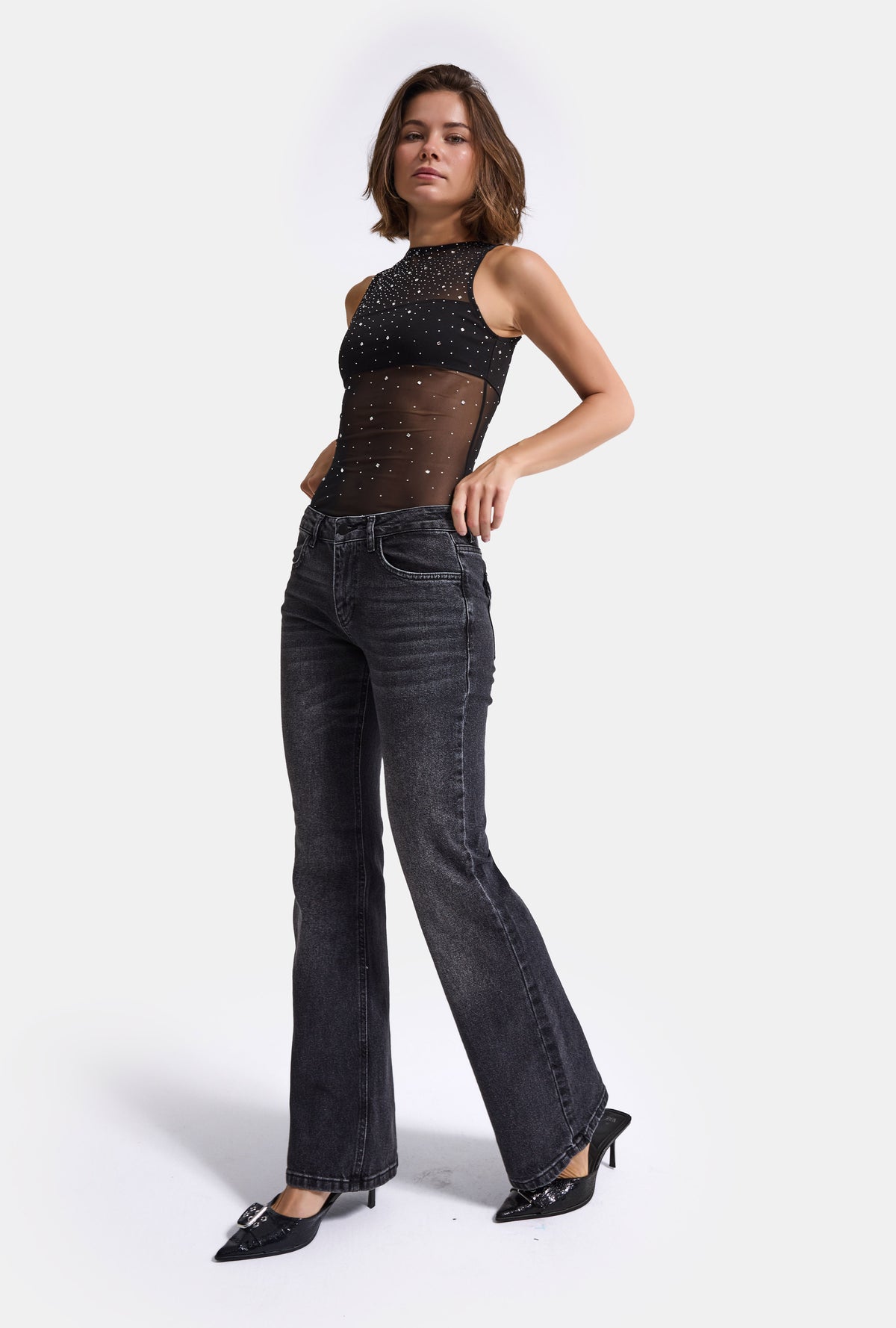 Kadın 2w6-1 Bootcut Flare Orta Bel Denim Jean