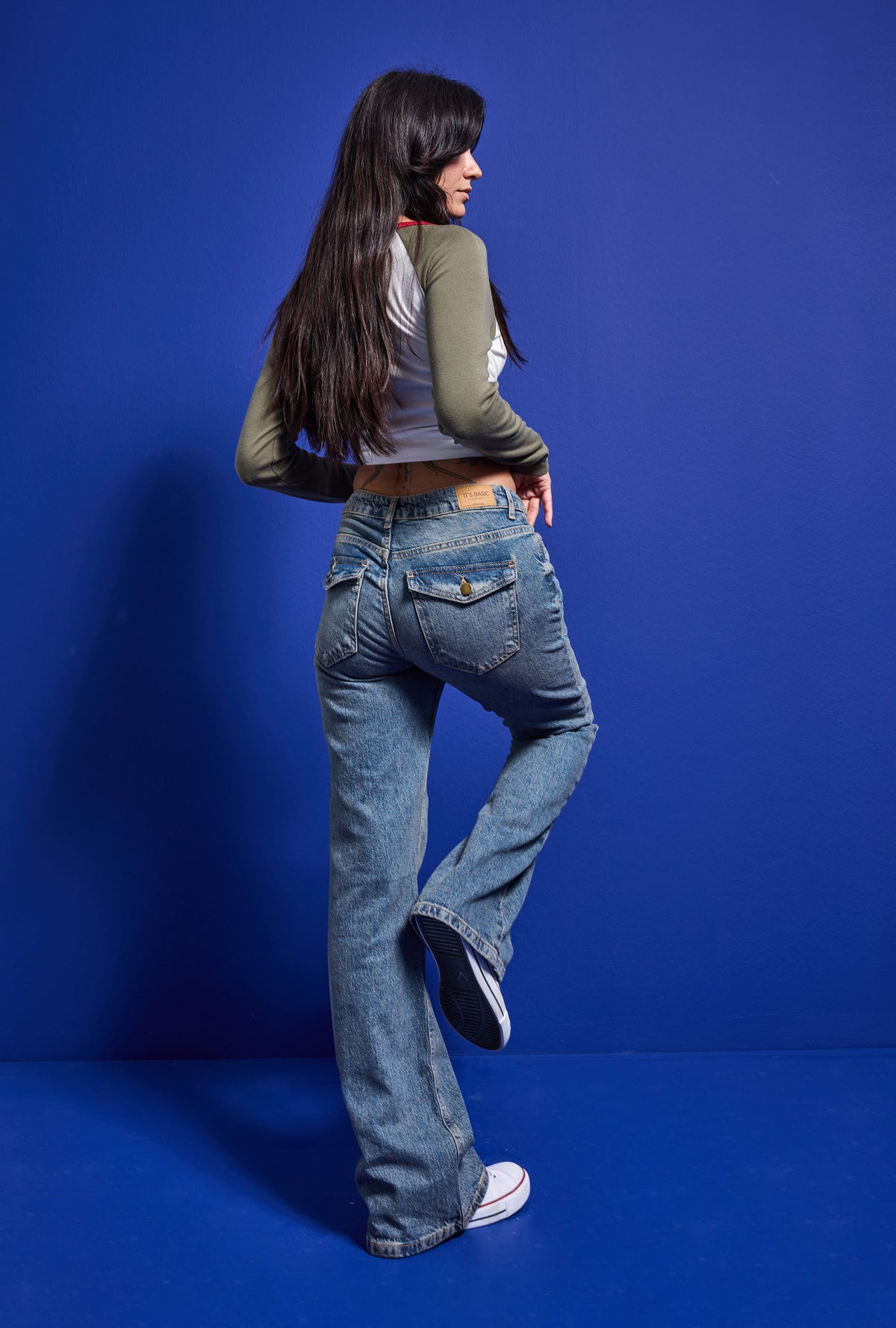 Kadın 2w6-32 Bootcut Flare Orta Bel Denim Jean
