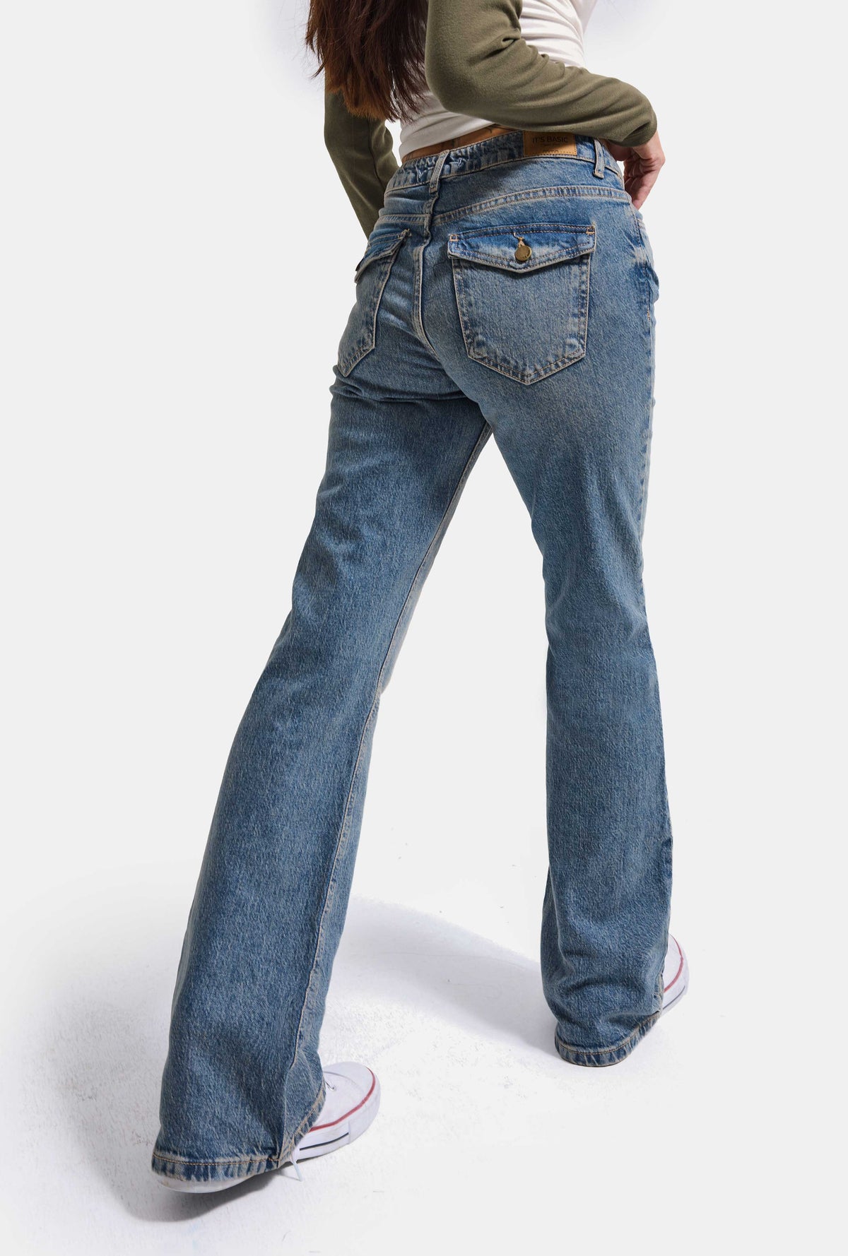 Kadın 2w6-32 Bootcut Flare Orta Bel Denim Jean