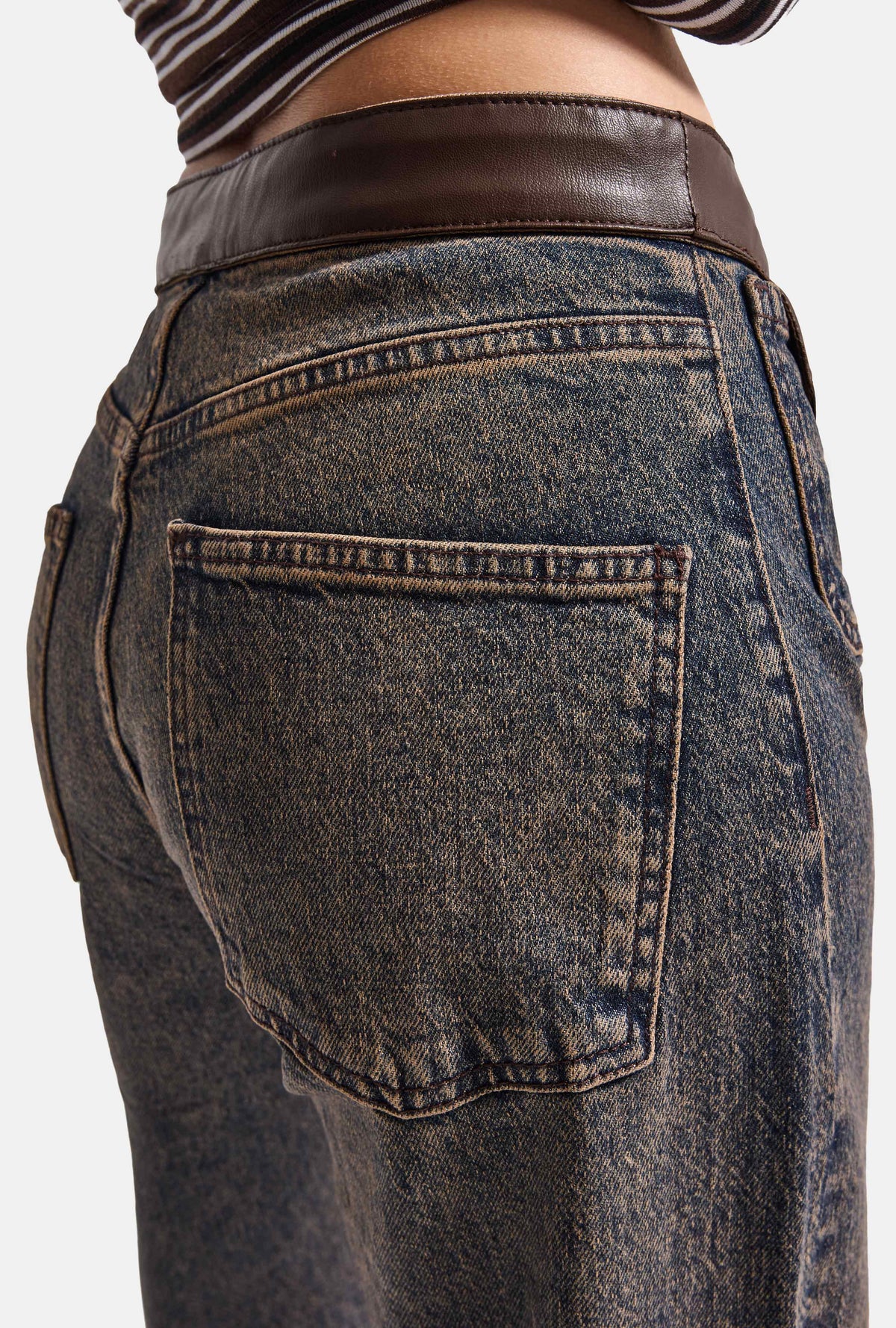 Kadın 2w6-8 Straight Fit Deri Kemer Detaylı Özel Tasarım Denim Jean
