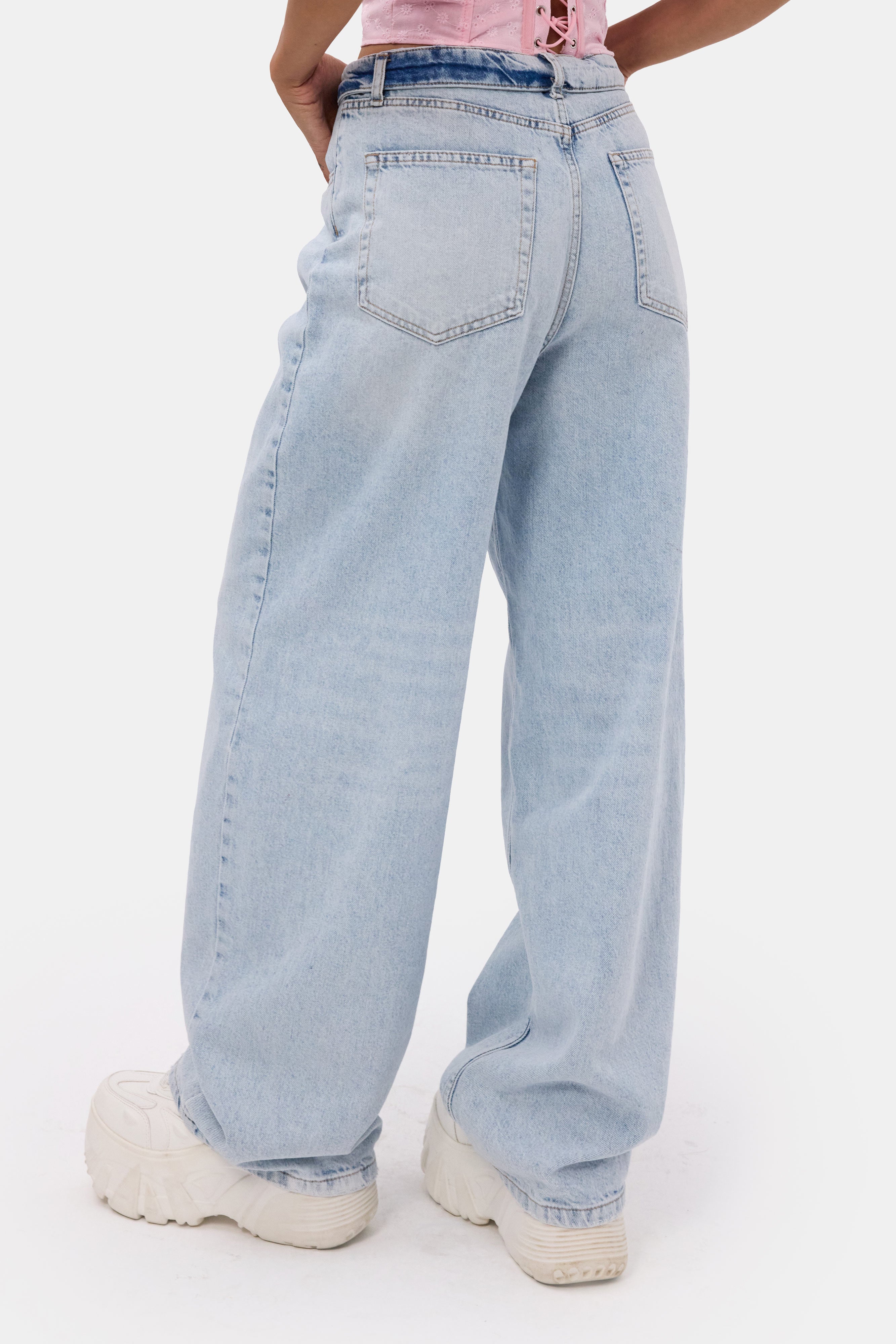 Kadın 4s6-3 Straight Fit Kemer Detaylı Özel Tasarım Denim Jean
