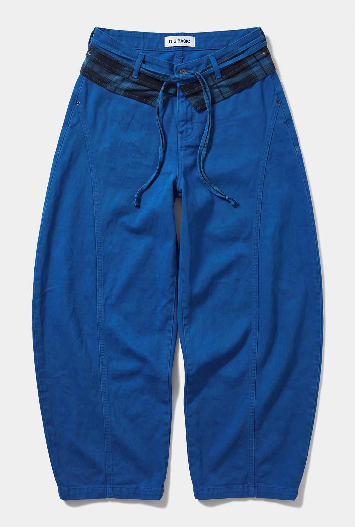 Kadın 6w6-103 Barrel Fit Ekose Kemer Detaylı Tasarım Denim Jean