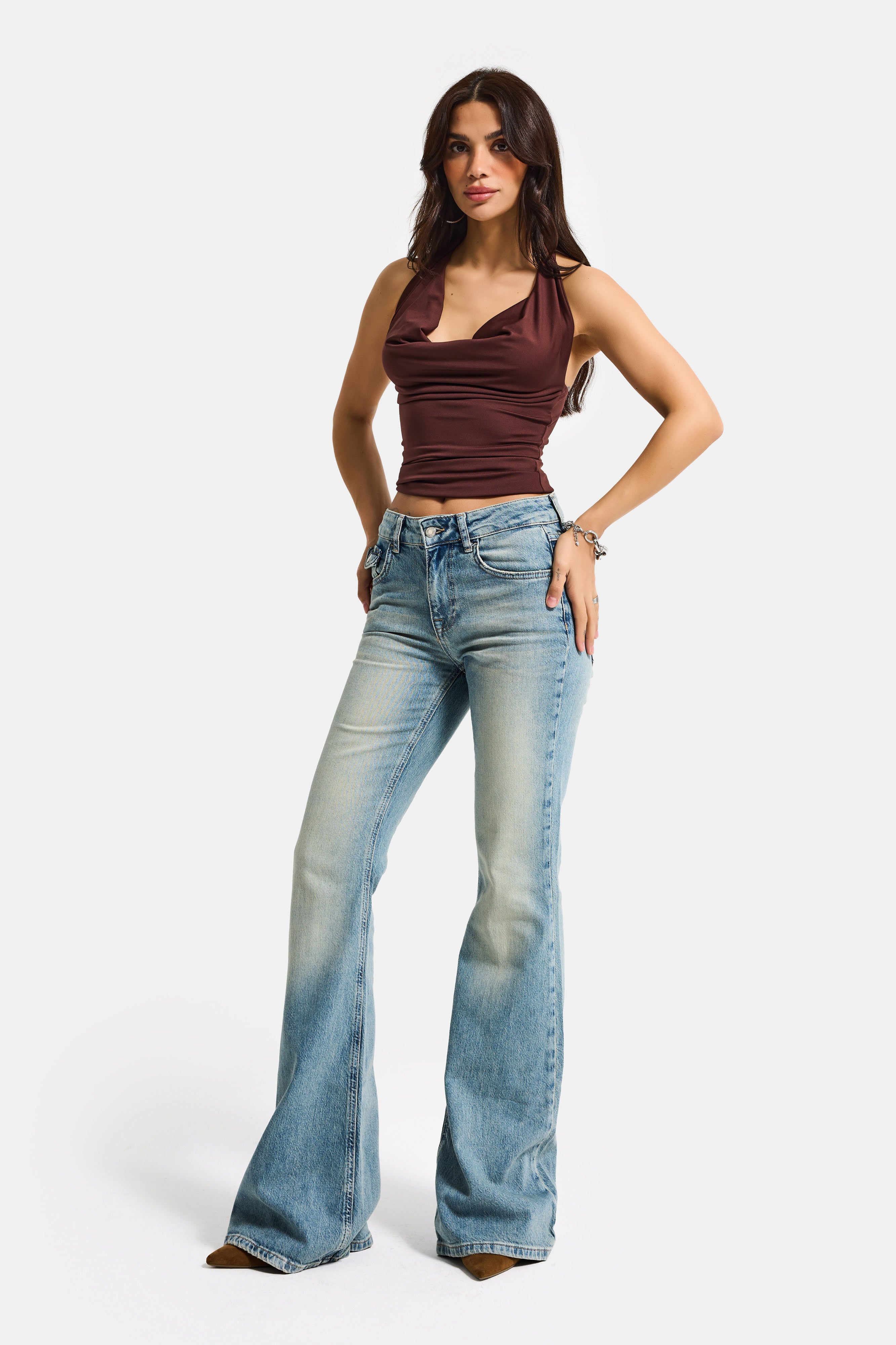 Kadın A.Tint 4s6-32 SLN05 Mid Rise Flare Fit Orta Bel Esnek Kumaş Dnim Jean