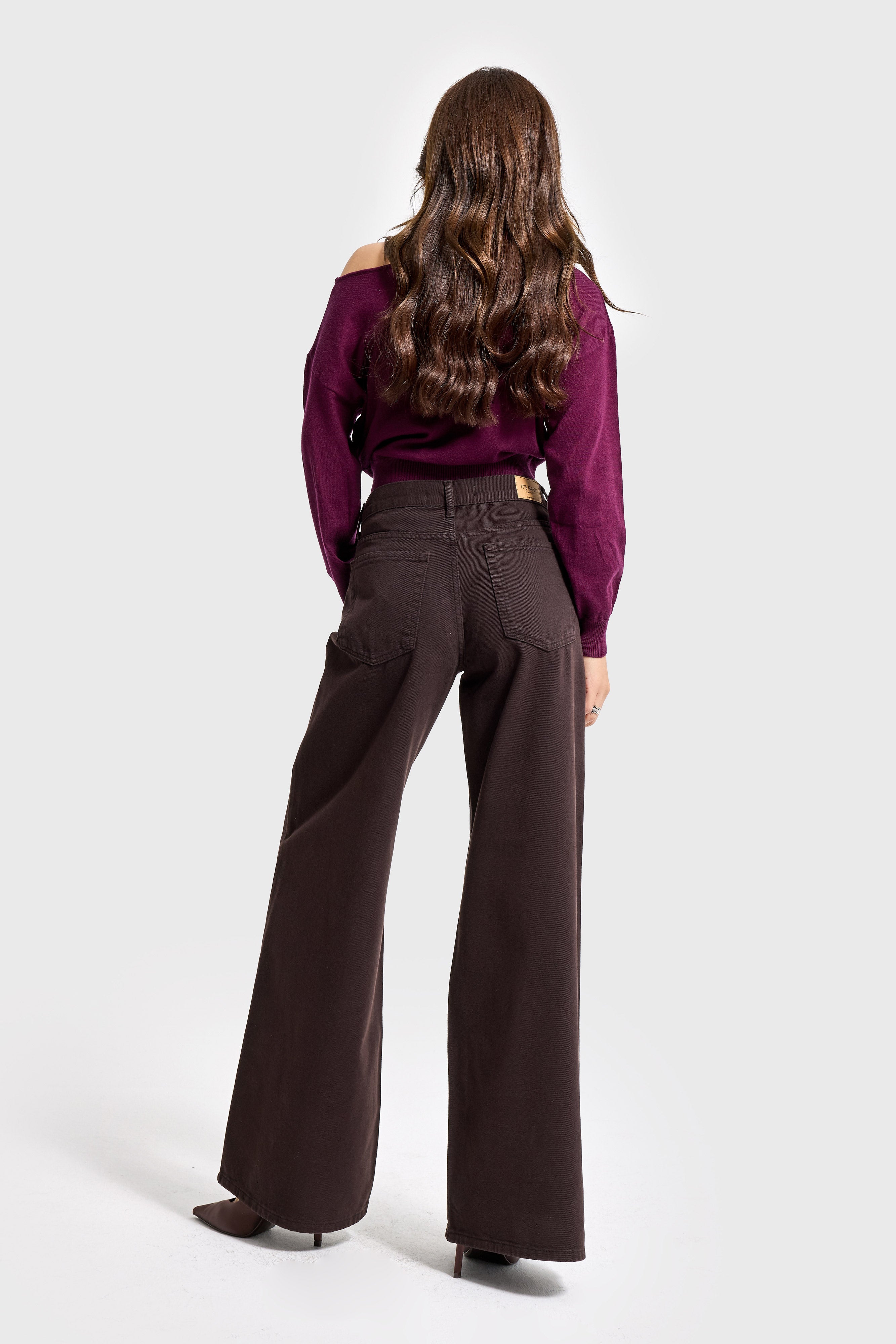 Kadın Acı Kahve Hera 6w5-81 Palazzo Fit %100 Koton Denim Jean