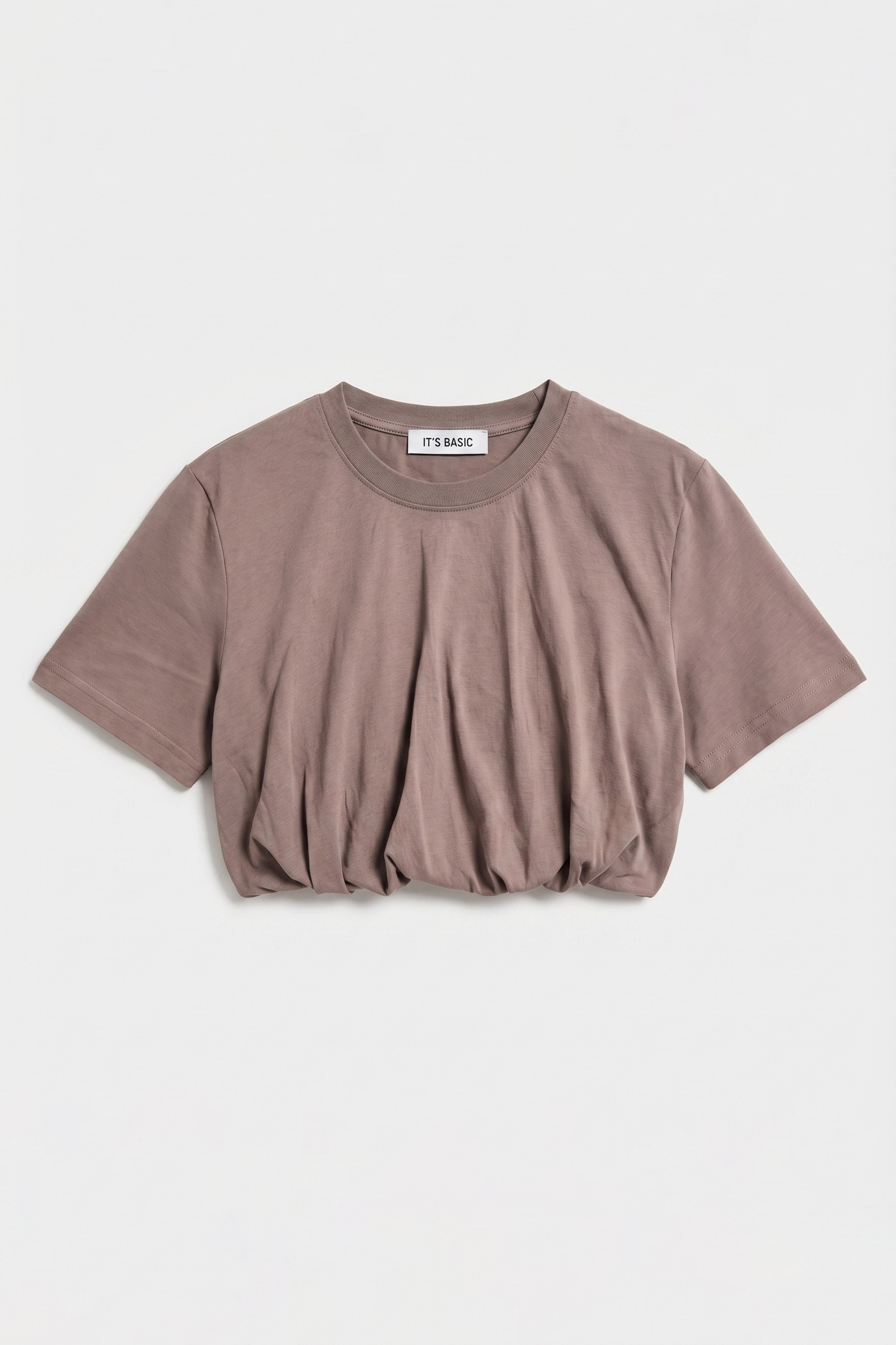 Kadın Açık Antrasit s6-16 Crop Balon Fit T-Shirt