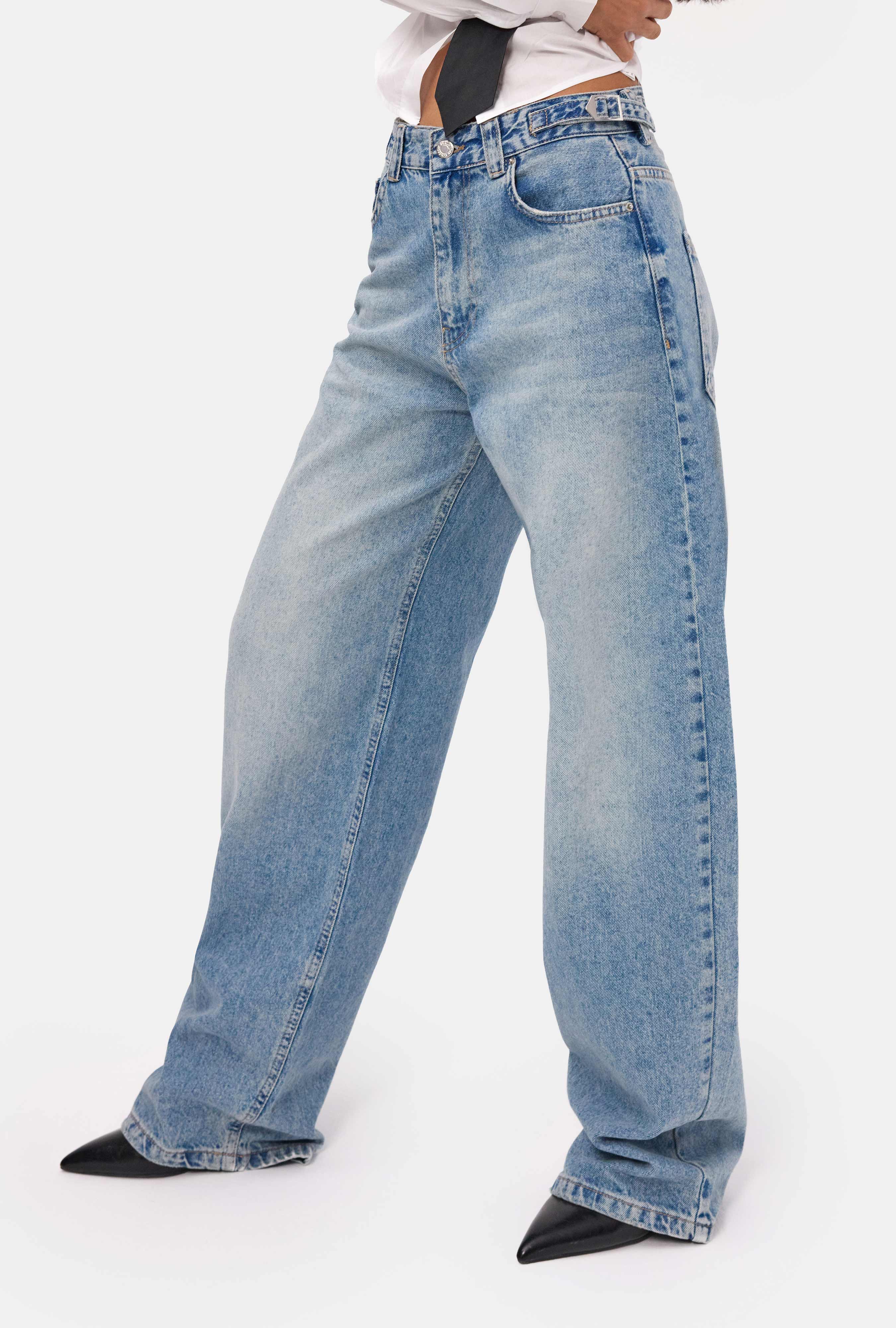 Kadın Açık Kot 4s6-32 Süper Baggy Fit Denim Jean