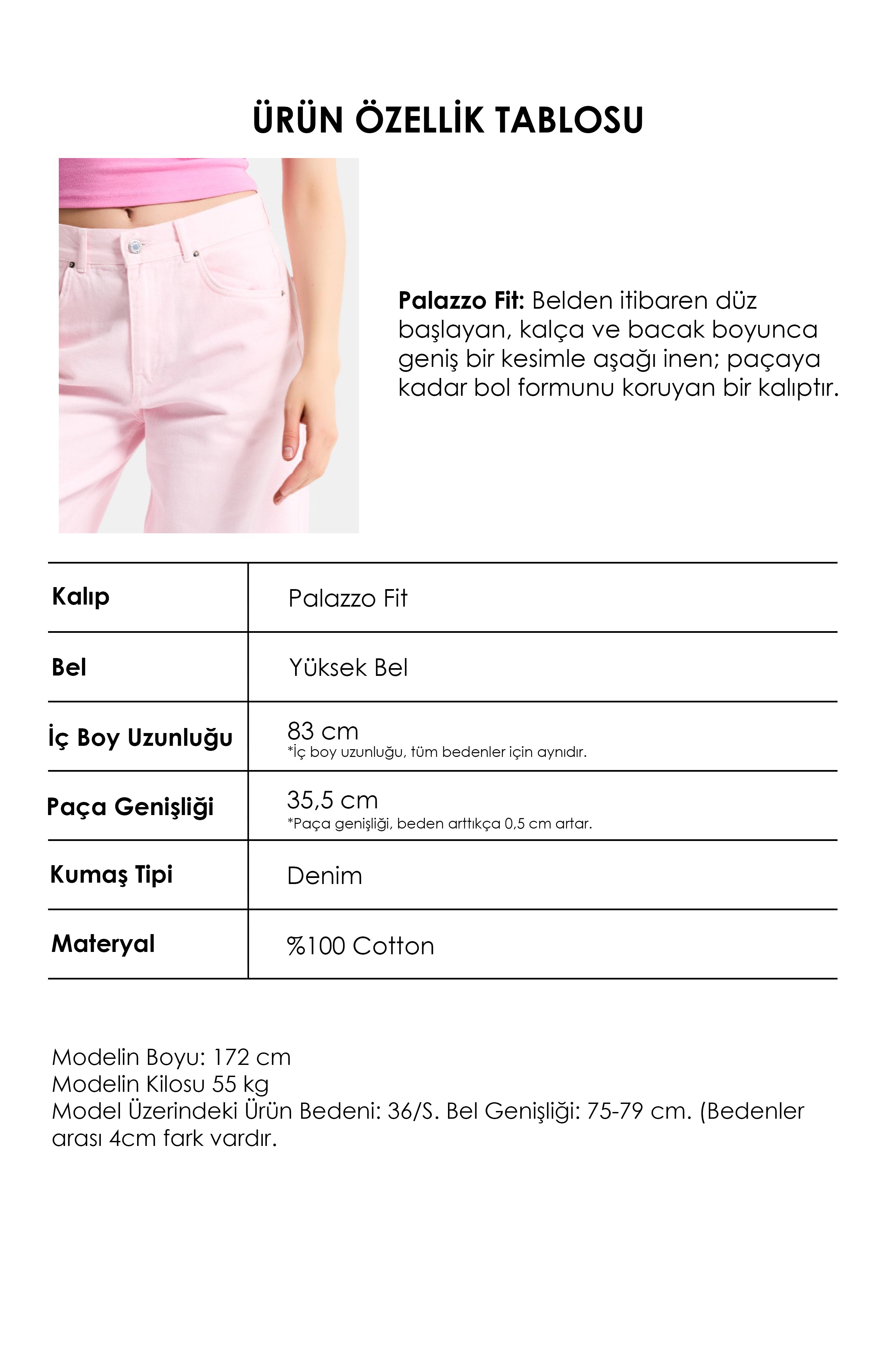Women's Light Pink Hera 6s6-98 Palazzo Fit Wide Leg Denim Jean