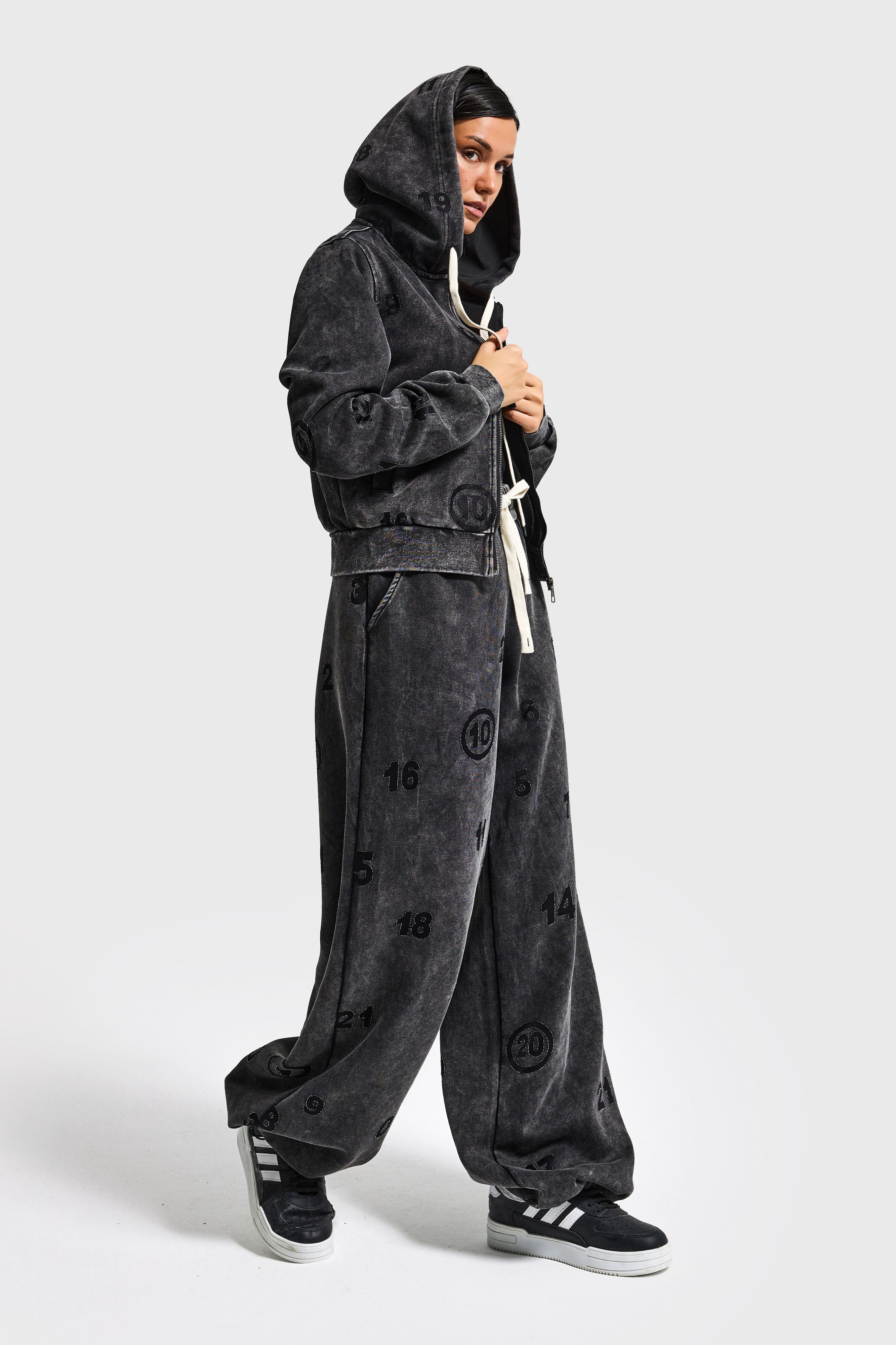 Kadın Antrasit Özel Yıkamalı Alt Üst 2'li Kombin Tasarım Takım