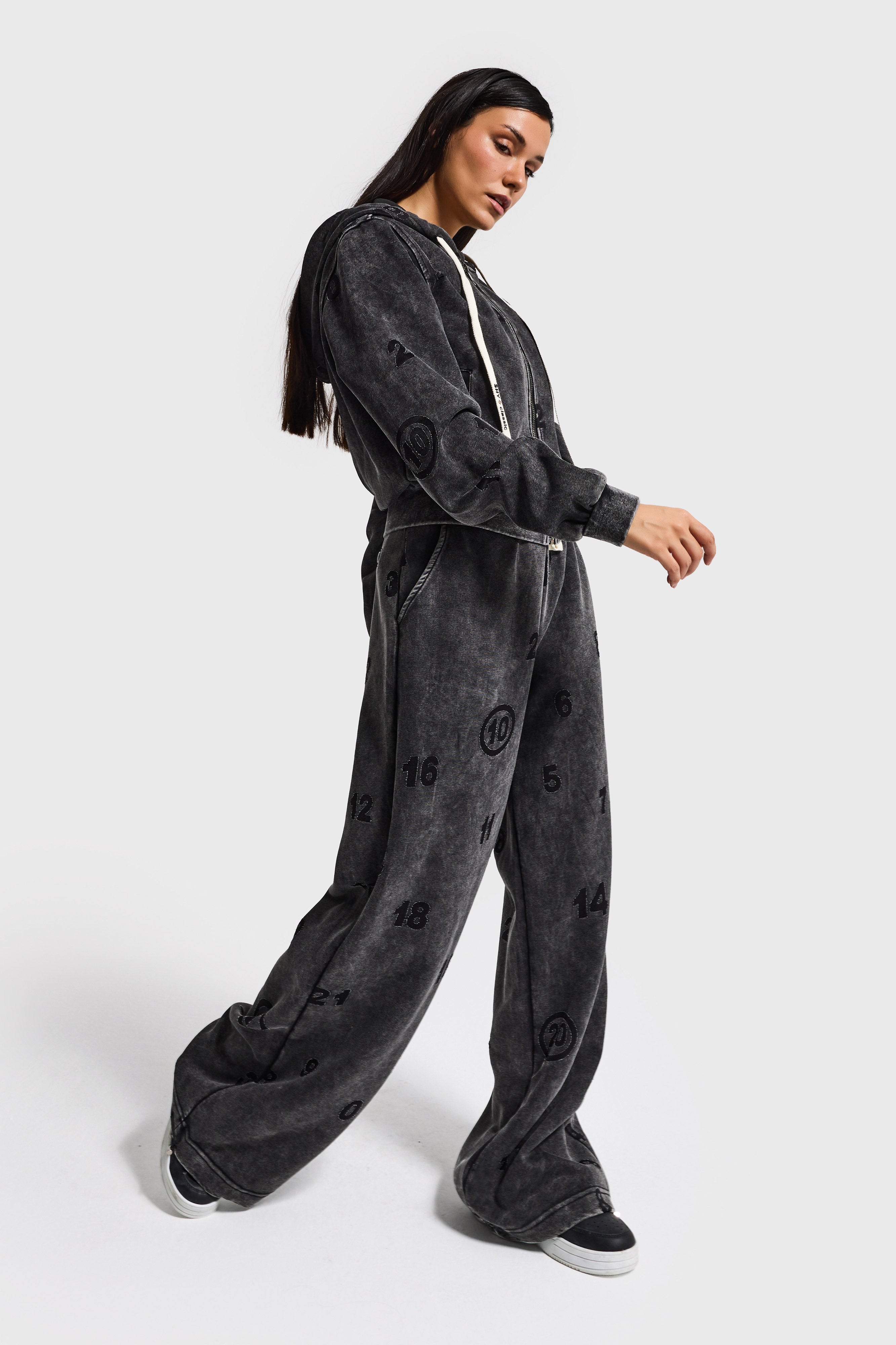 Kadın Antrasit Özel Yıkamalı Alt Üst 2'li Kombin Tasarım Takım