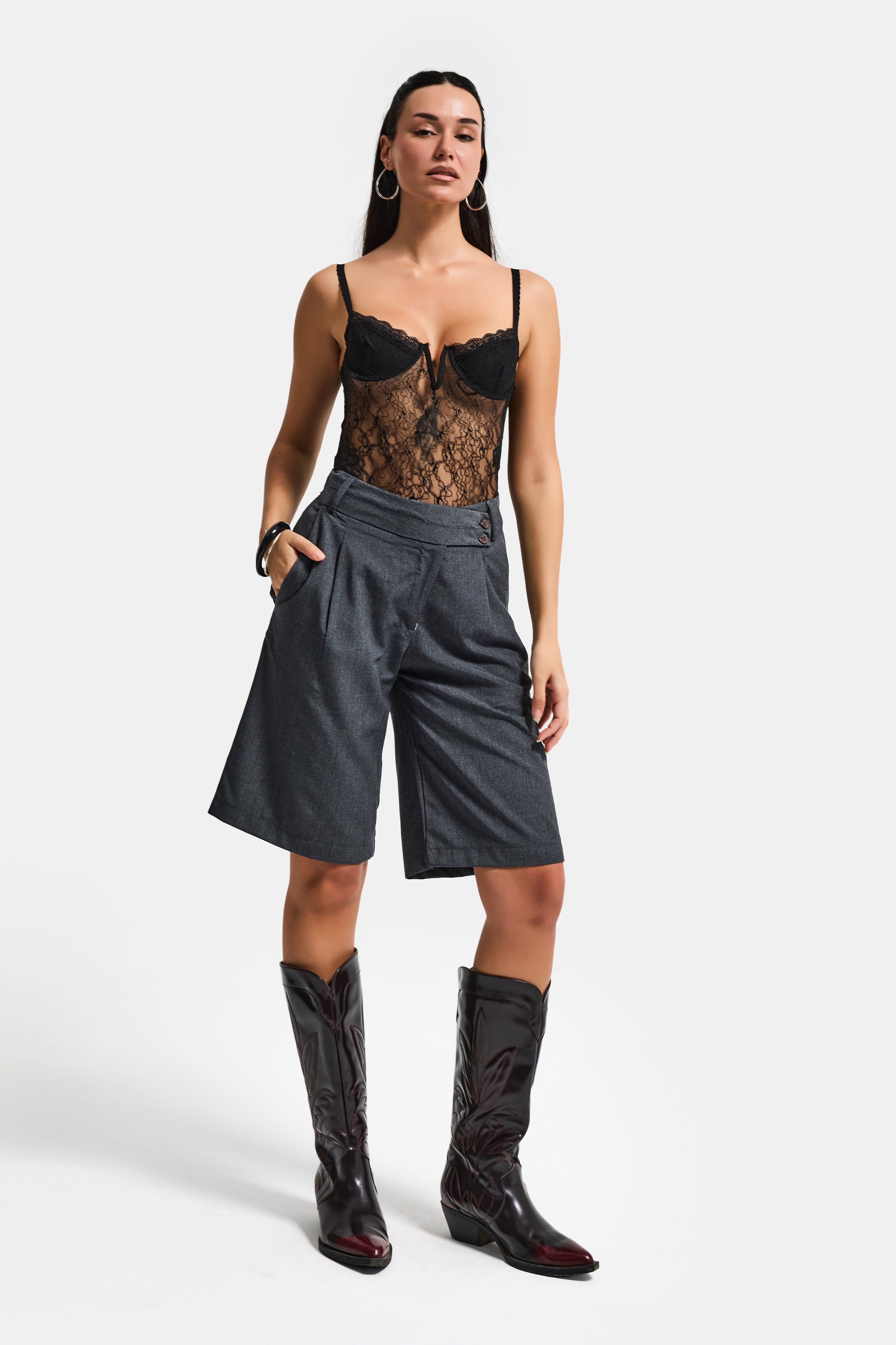 Women's Anthracite s6 Baggy Fit Maxi Length Bermuda Shorts