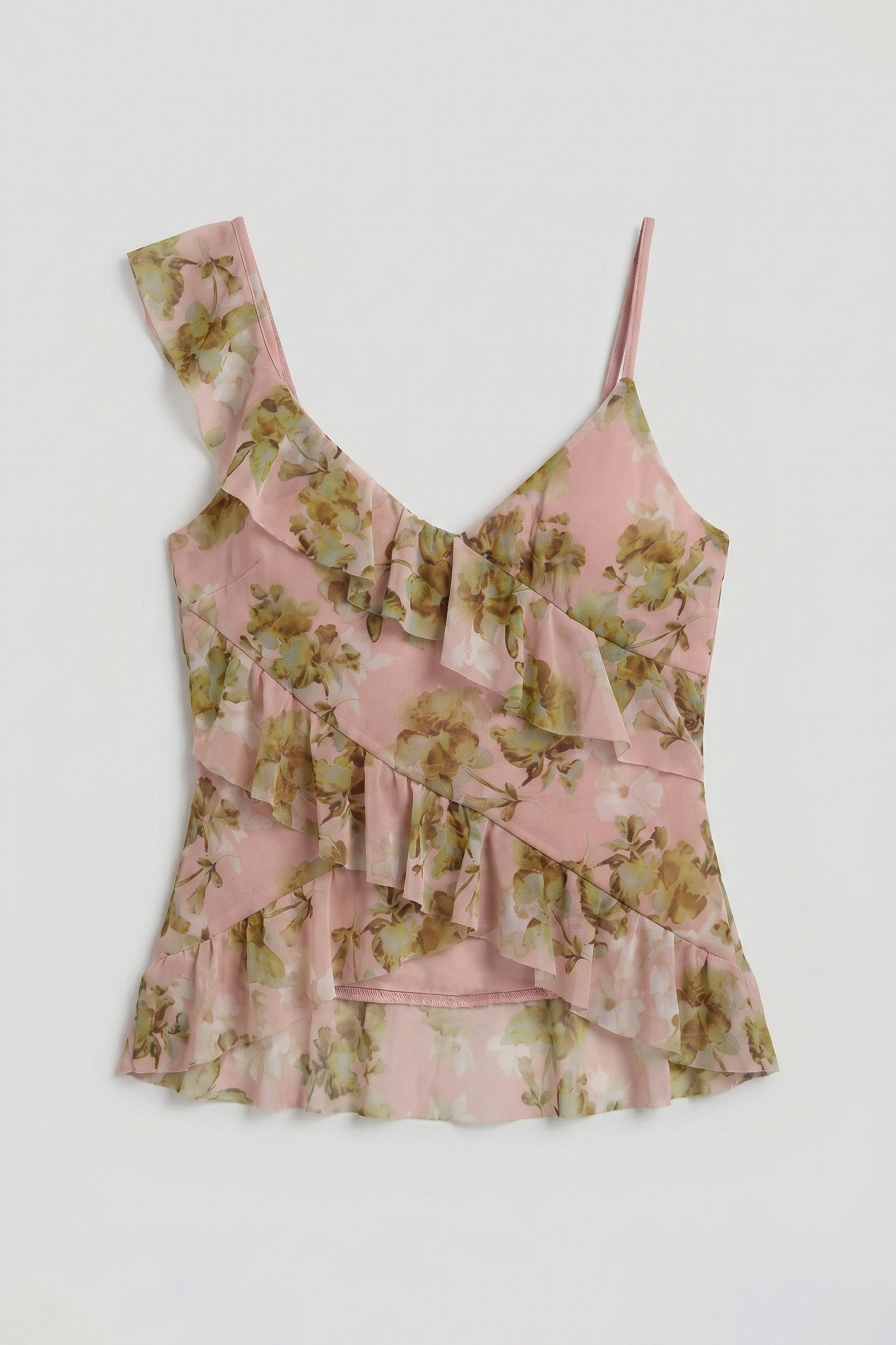 Women's Printed s6 Floral Pattern-9 Asymmetric Cut Cami Blouse