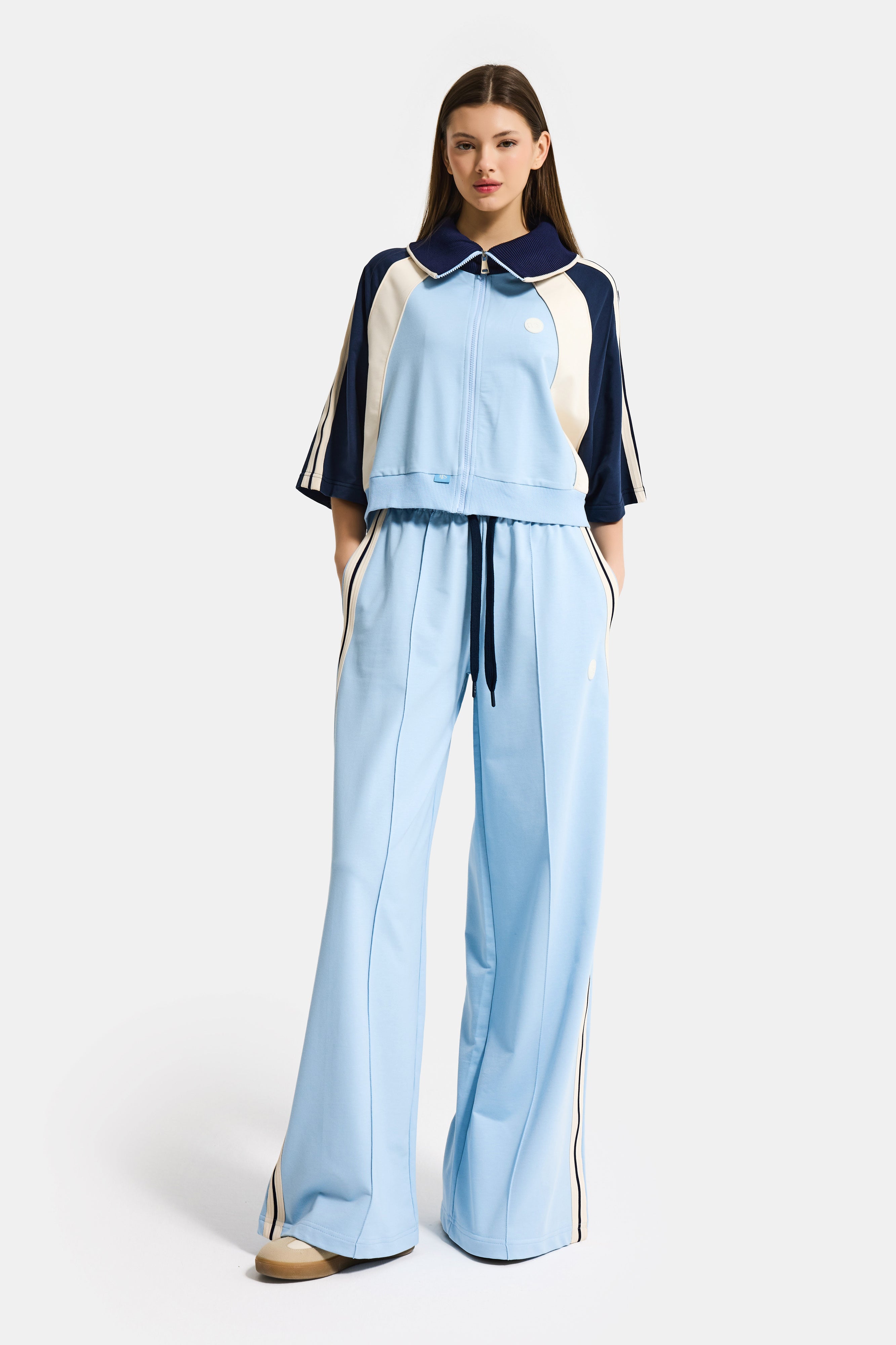 Kadın Bebe Mavi s6-103 Sweatshirt Yürüyüş Eşofman Pantolonu 2'li Tasarım Takım