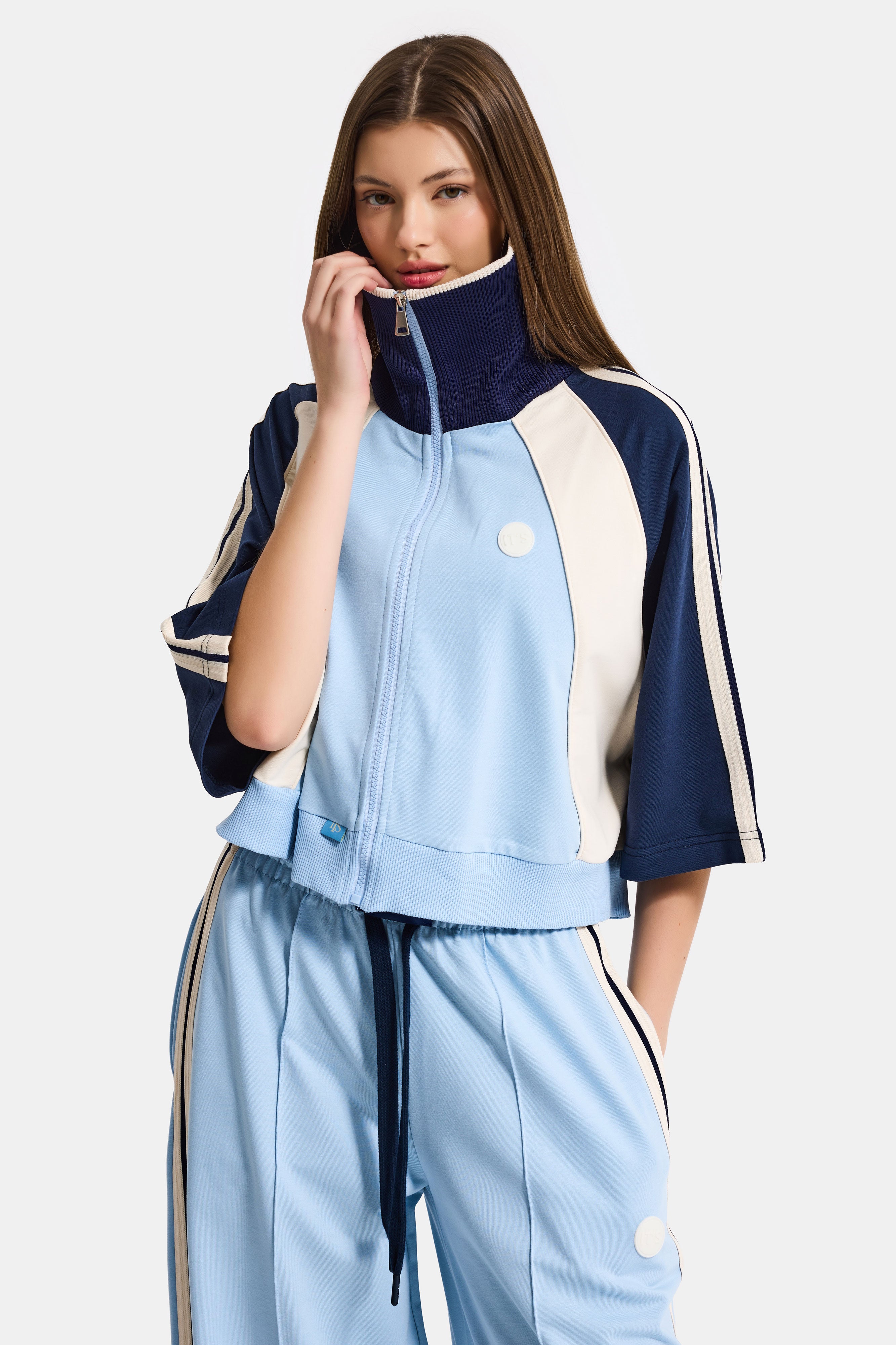Kadın Bebe Mavi s6-103 Sweatshirt Yürüyüş Eşofman Pantolonu 2'li Tasarım Takım