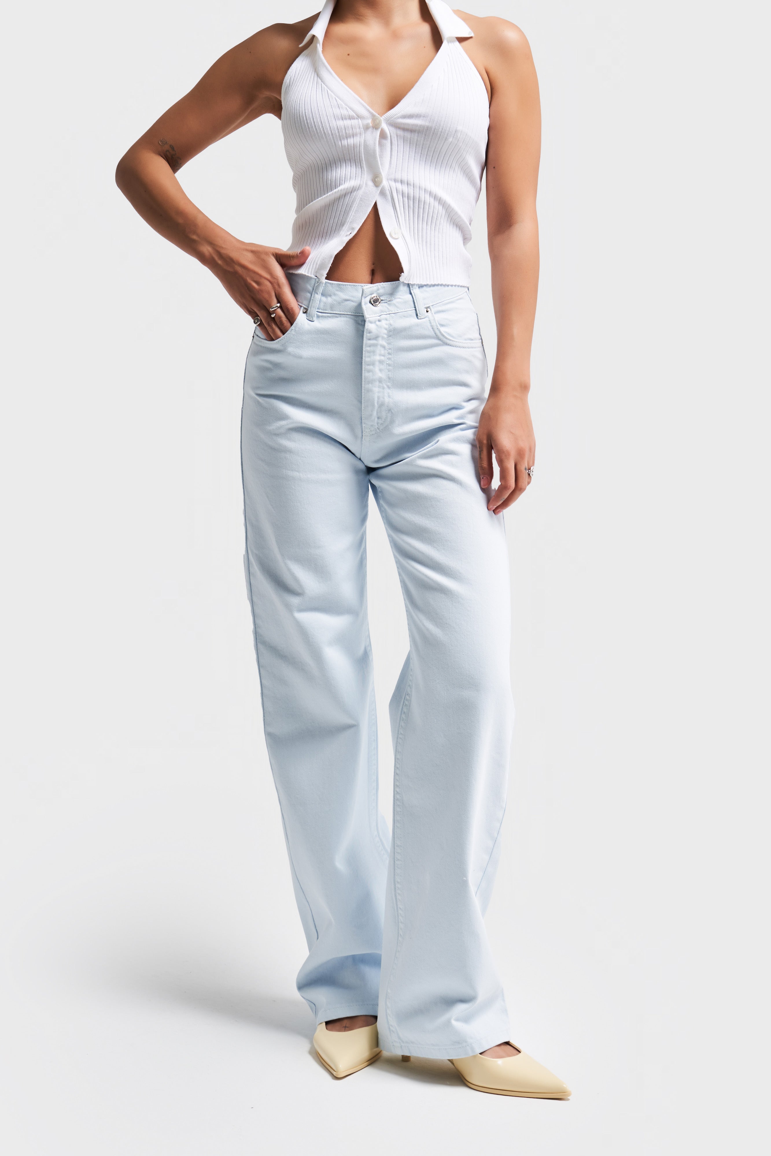 Kadın Bebe Mavisi 6s5-103 Straight Fit Yüksek Bel %100 Koton Denim Jean