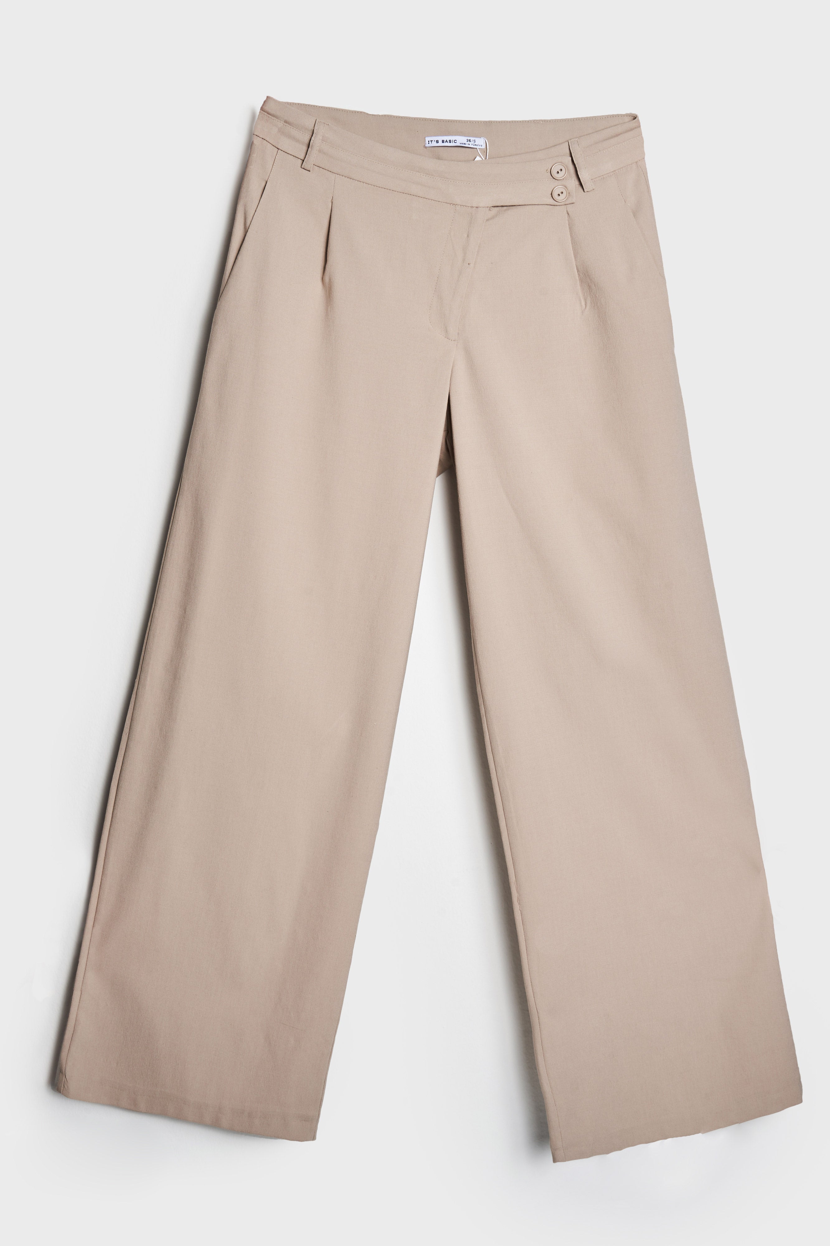 Женские бежевые брюки-палаццо Neptun S5-57 с поясом и плиссировкой