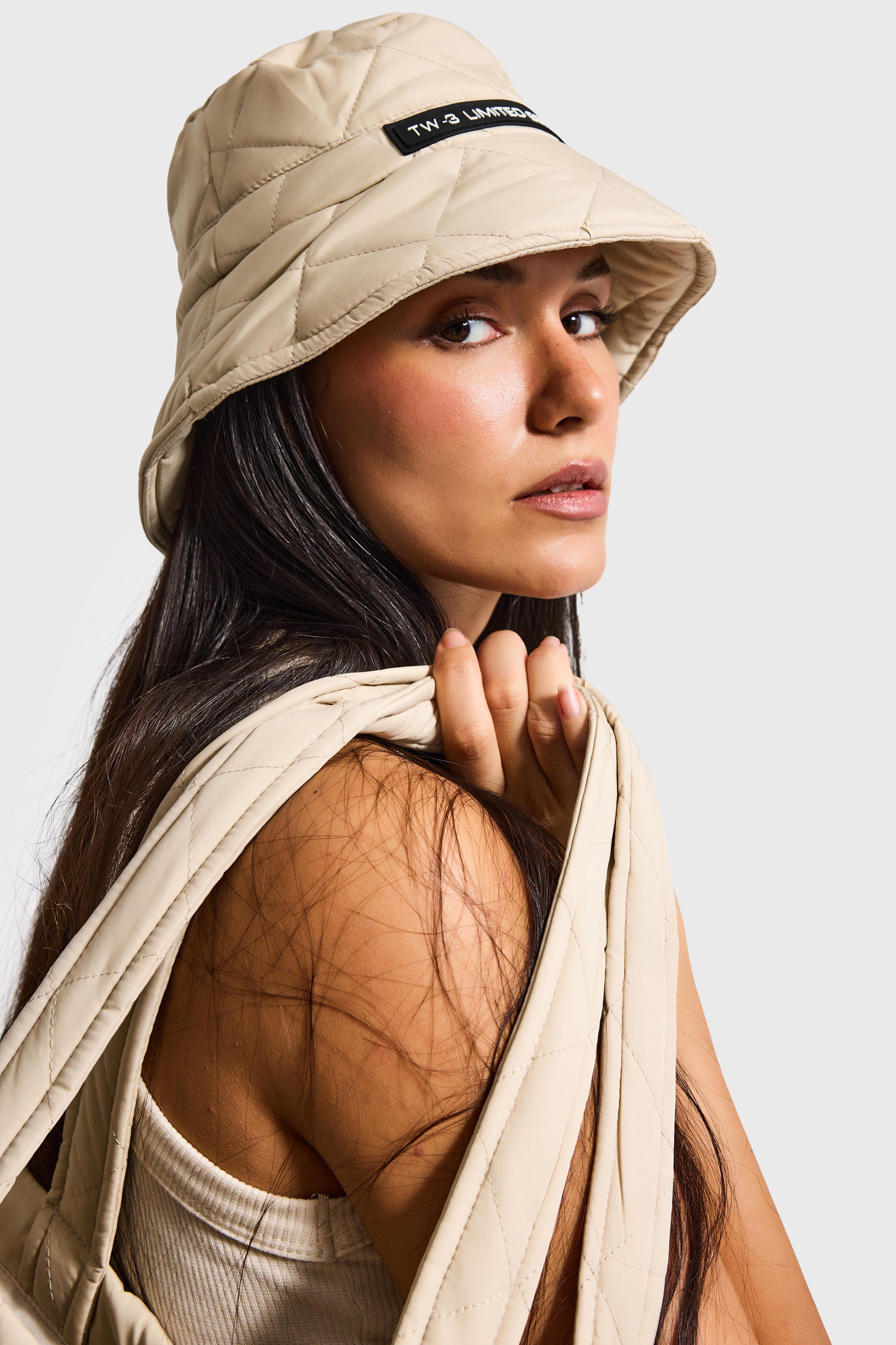 Kadın Bej Renk Tasarım Bucket Balıkçı Şapka