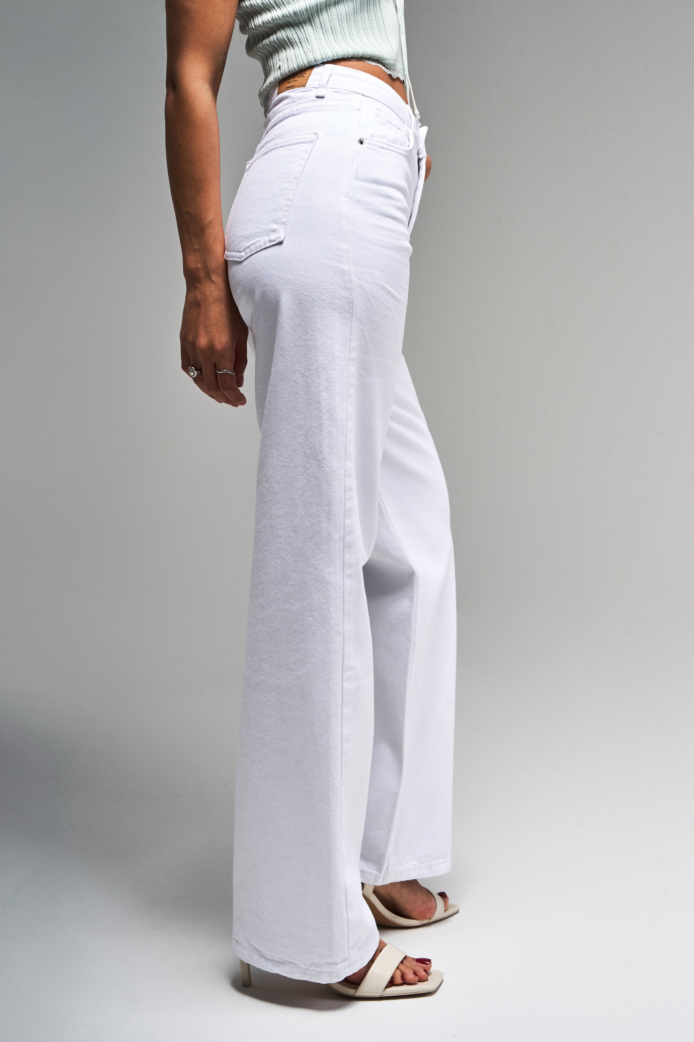 Kadın Beyaz Kot Rengi Doris 5s5-2 Straight Fit Yüksek Bel %100 Koton İç Boy 80cm Denim Jean