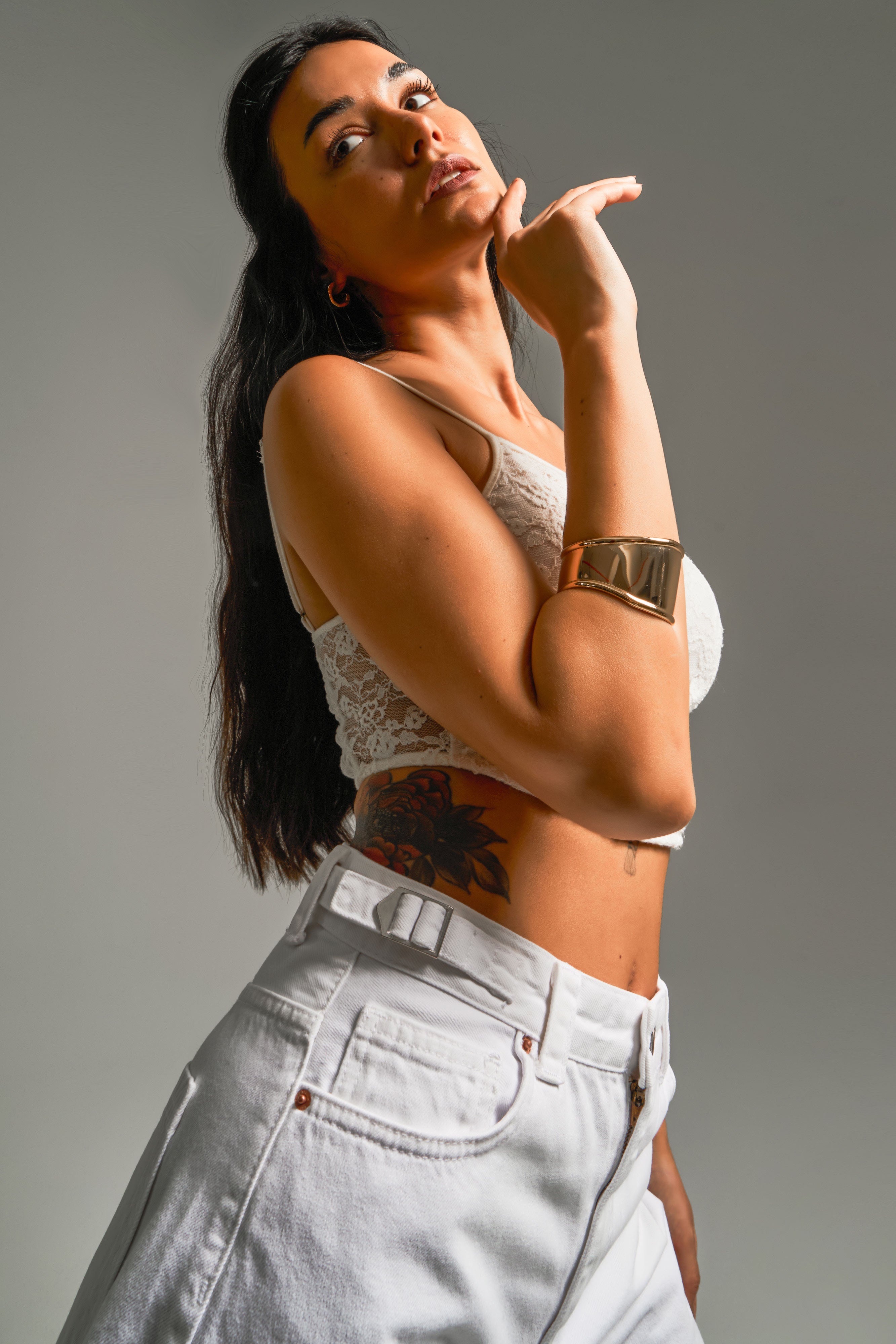 Women's White Color Baggy Fit Super Long Denim