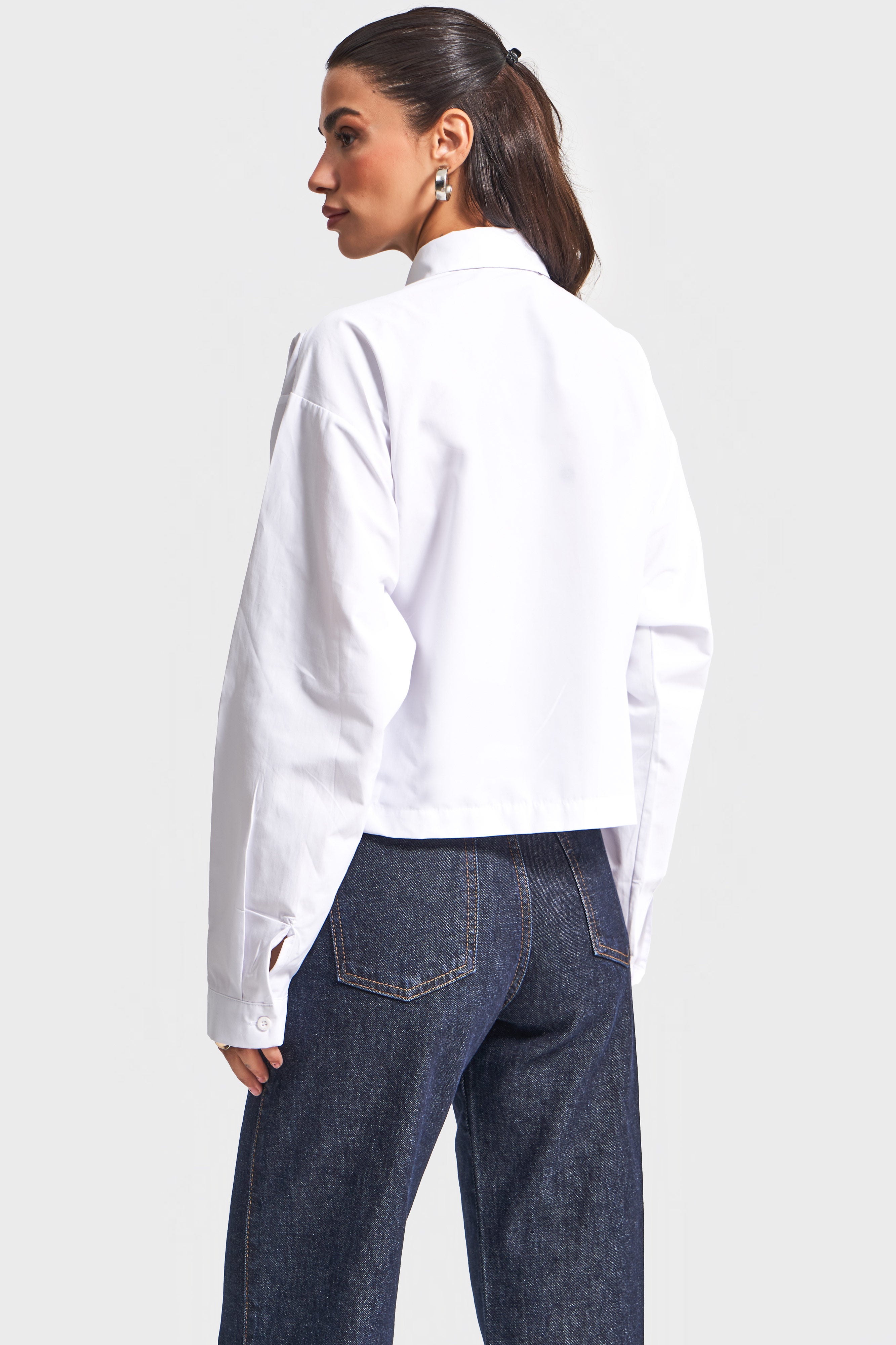 Women's White Loose Fit Tie Detail Custom Design Shirt