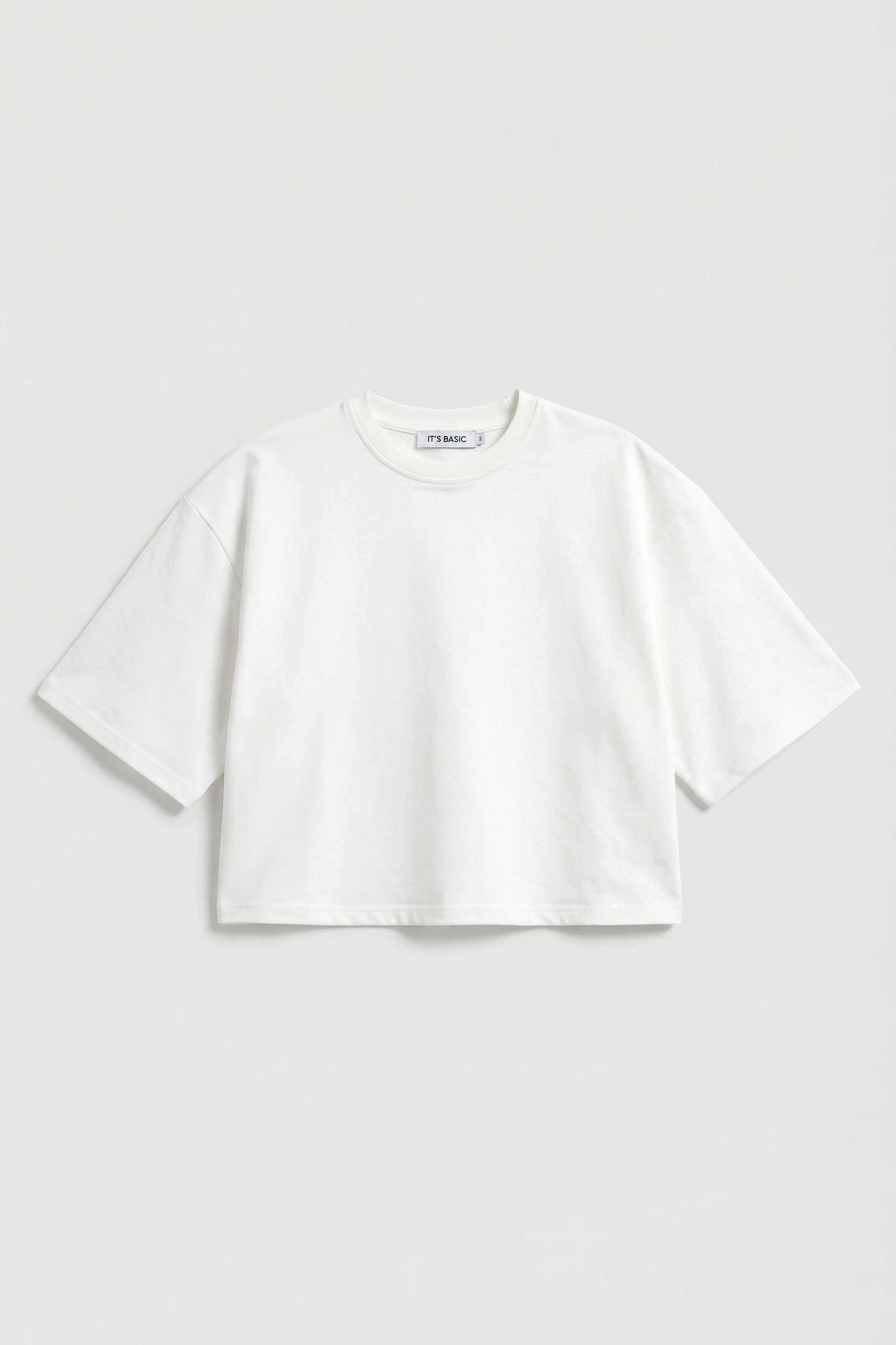 Kadın Kırık Beyaz Renk s6-101 Oversize Bol Kesim T-Shirt