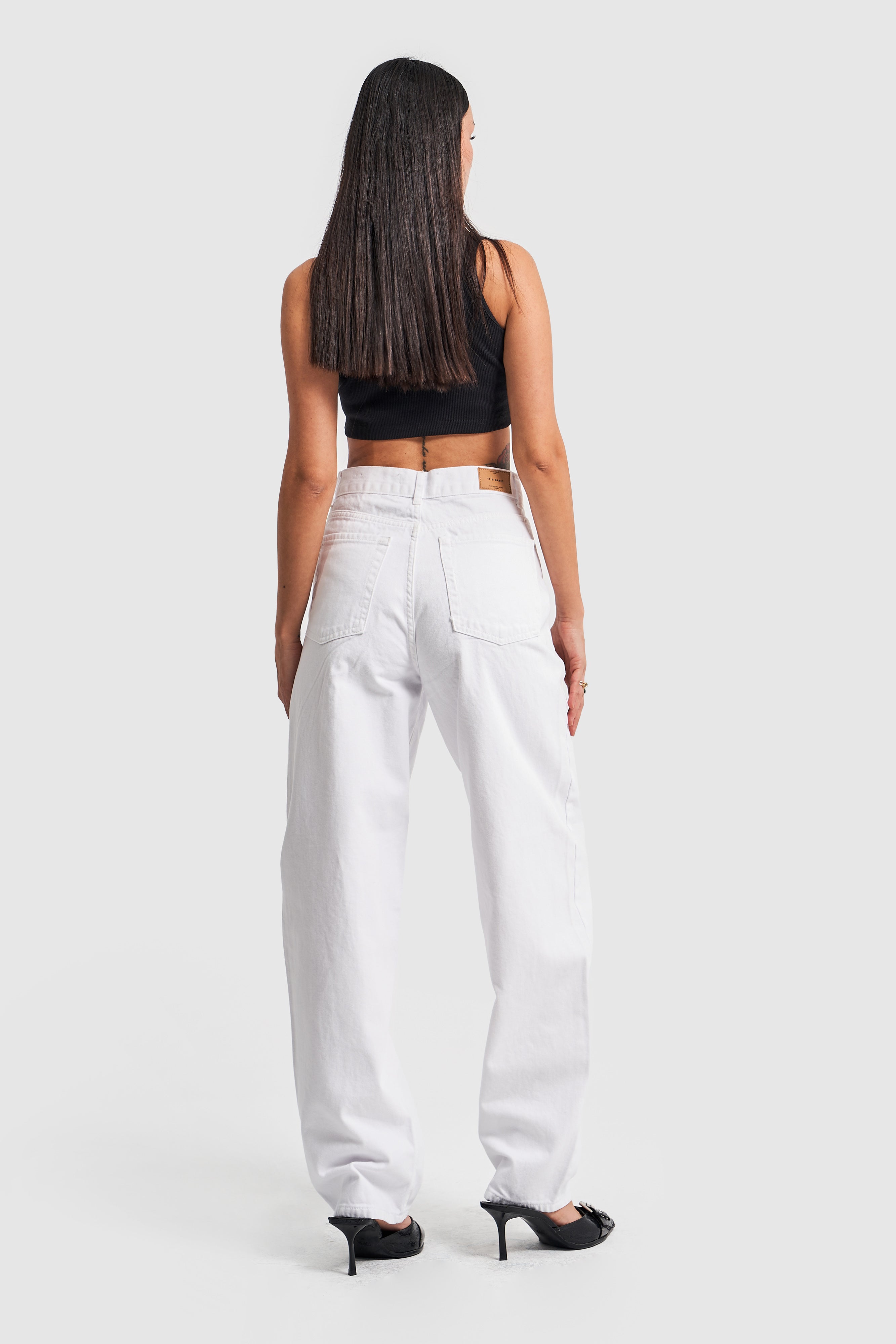 Women's White Color Skater Fit 100% Cotton Denim Trousers