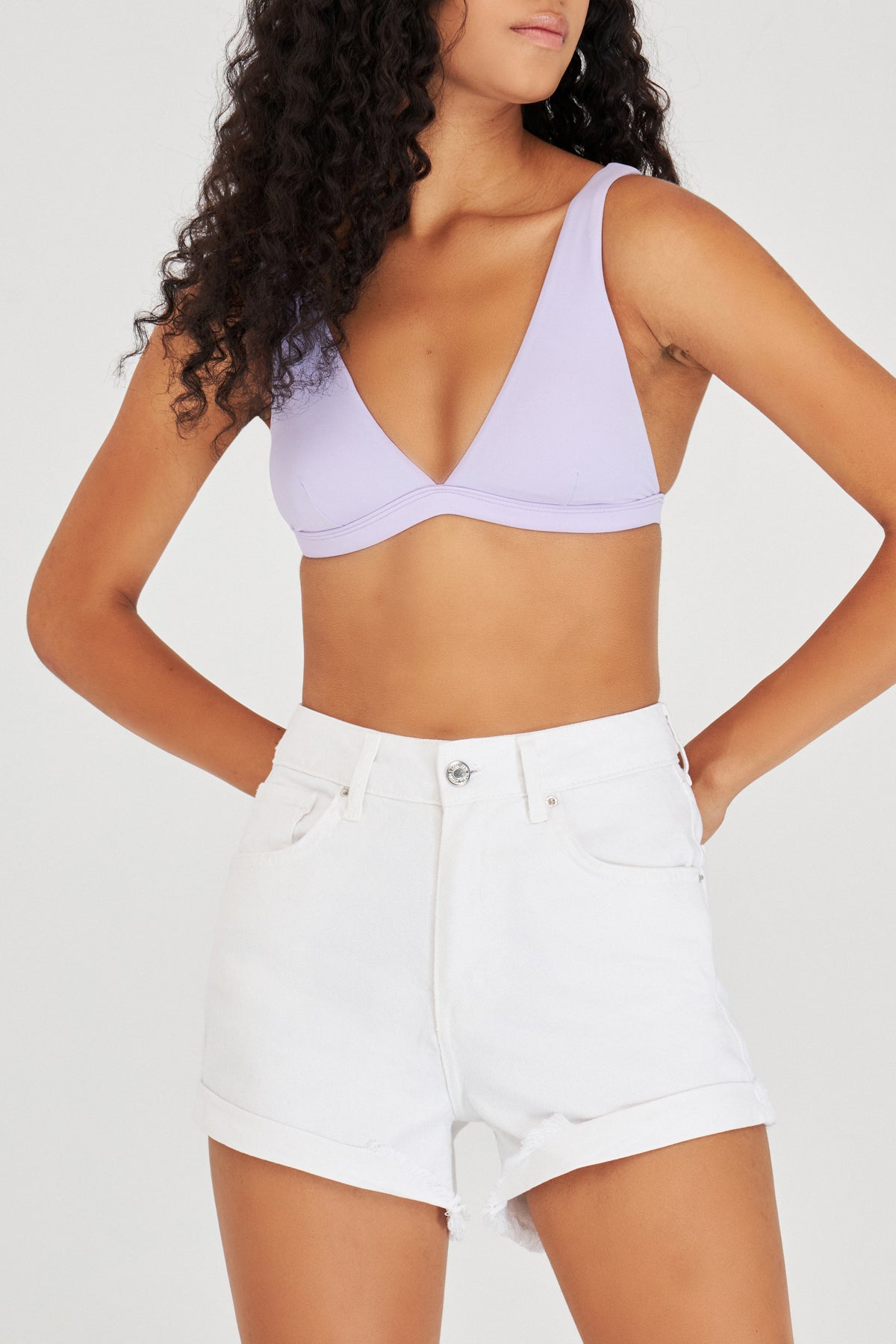 Women's White Color High Waist Jean Shorts
