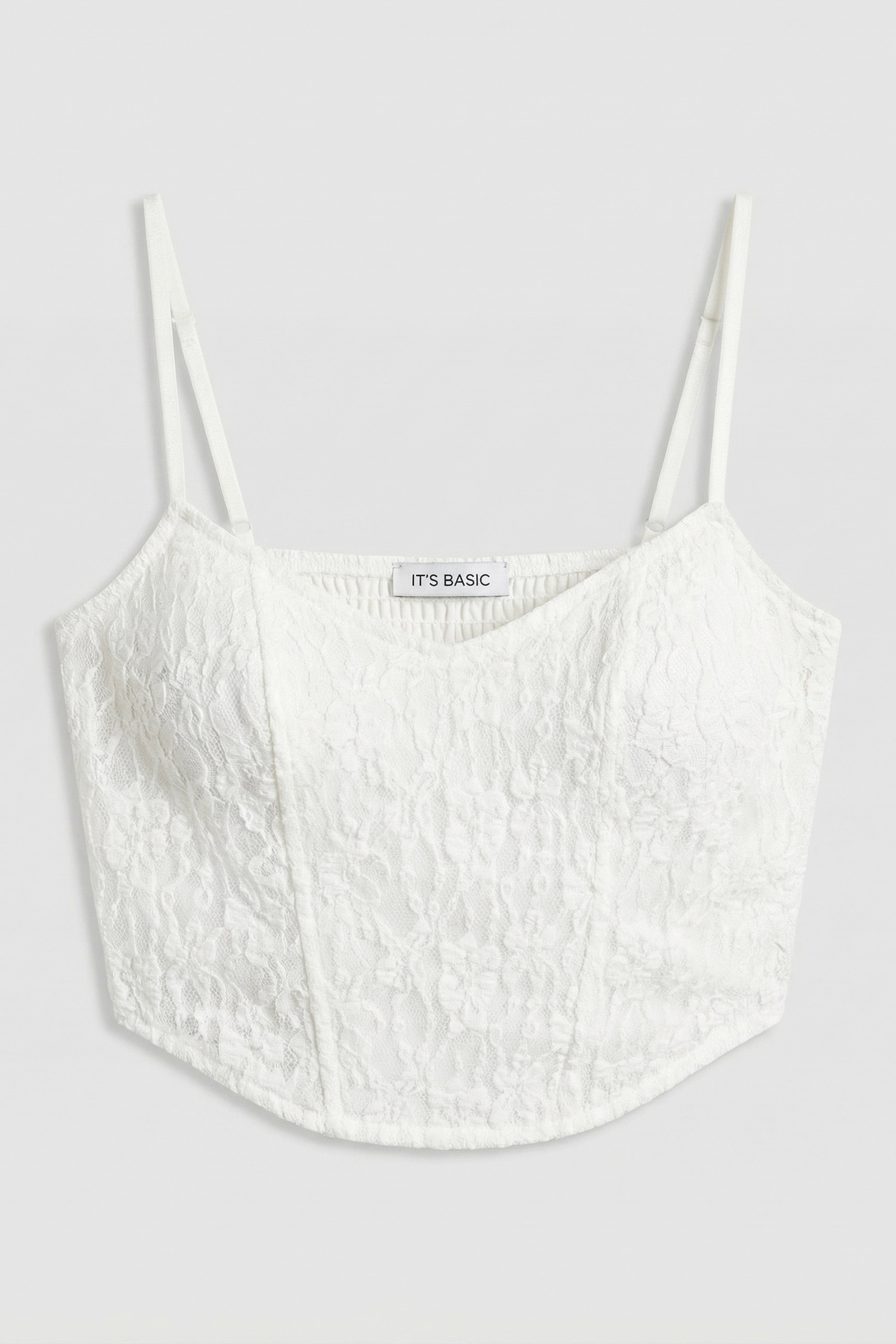 Kadın Beyaz s6-101 Crop Fit Askılı Dantel Detaylı Crop Top