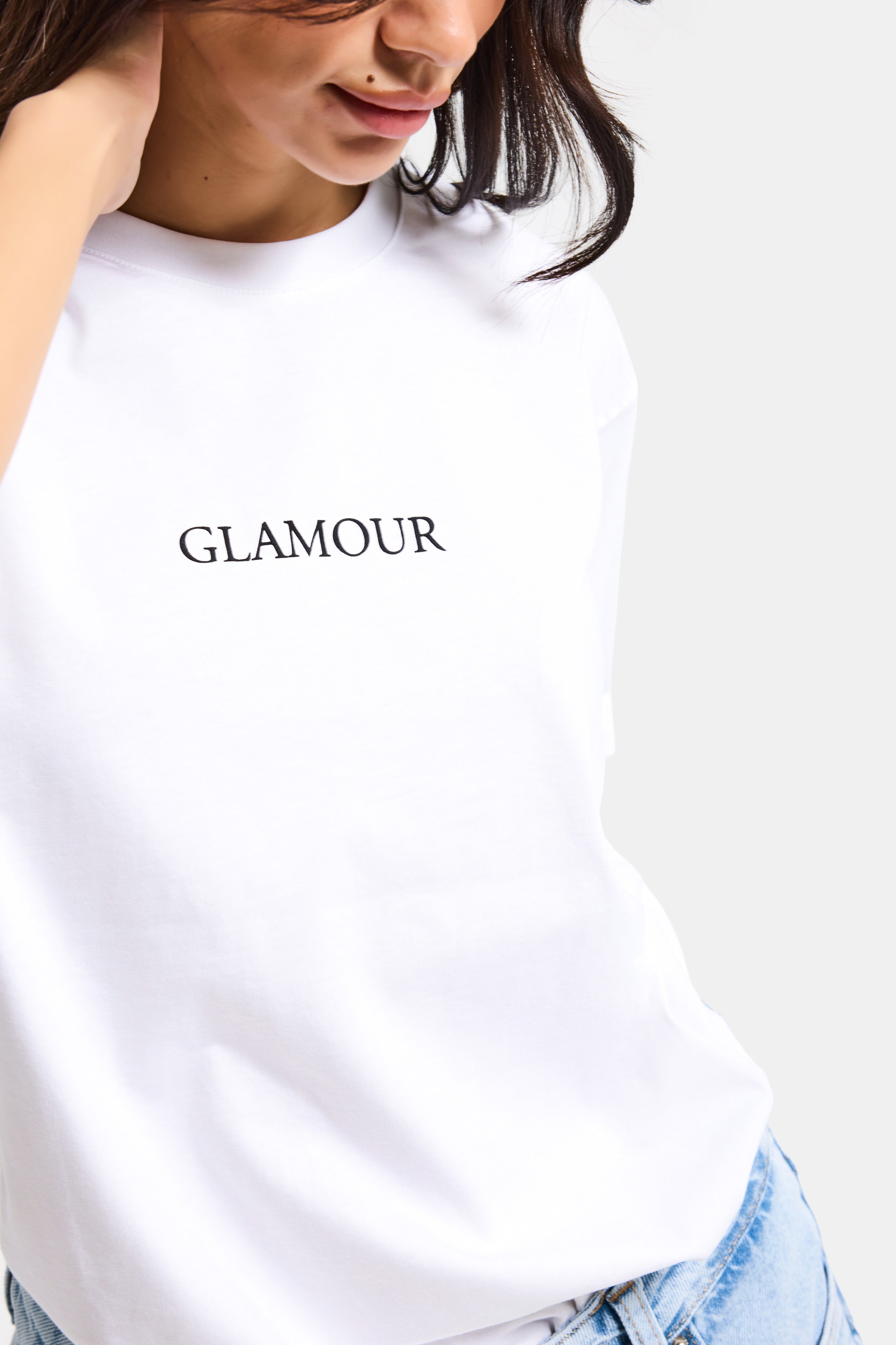 Kadın Beyaz s6-127 Oversize Glamour Baskılı %100 Koton T-Shirt