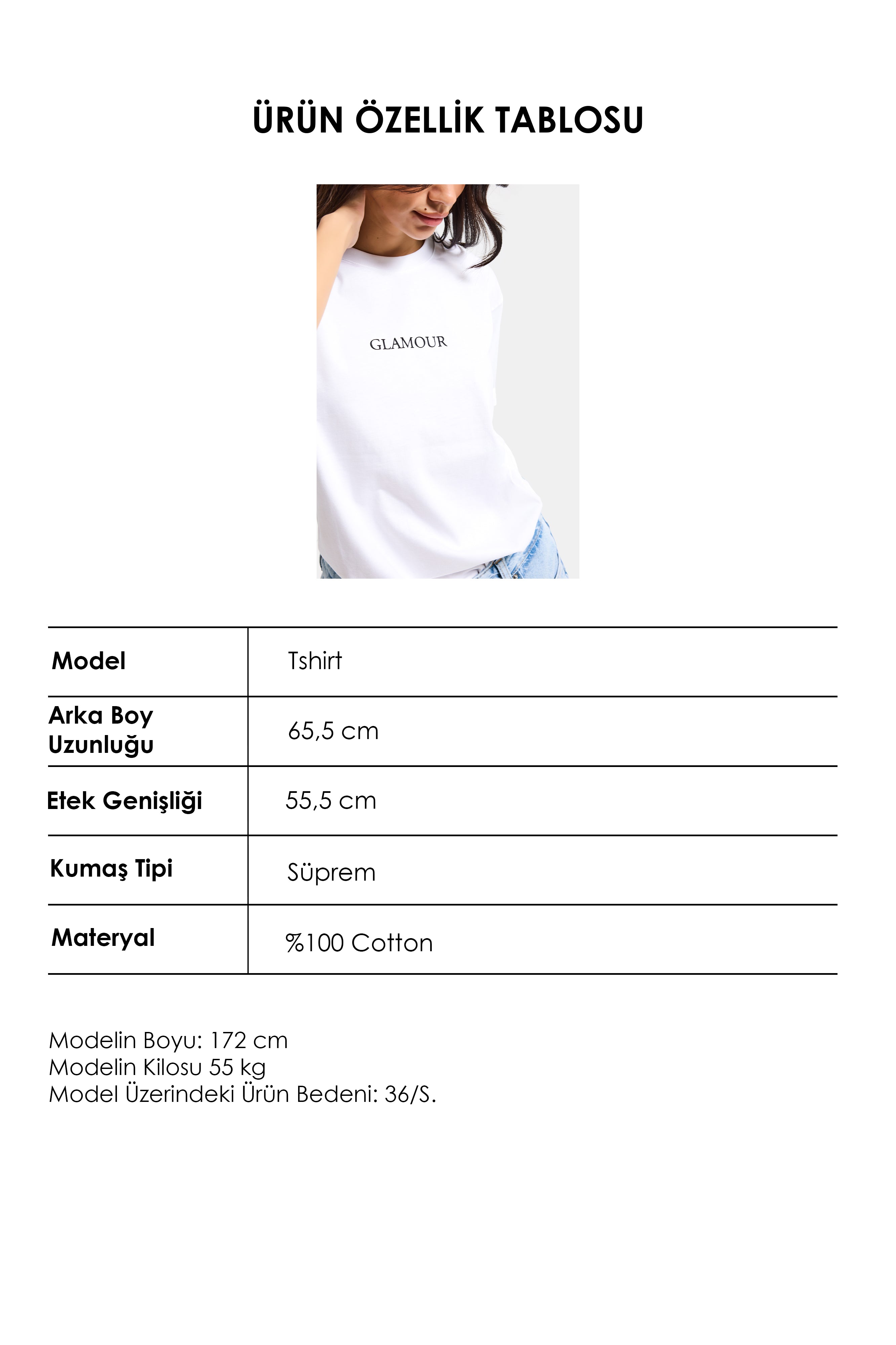 Kadın Beyaz s6-127 Oversize Glamour Baskılı %100 Koton T-Shirt