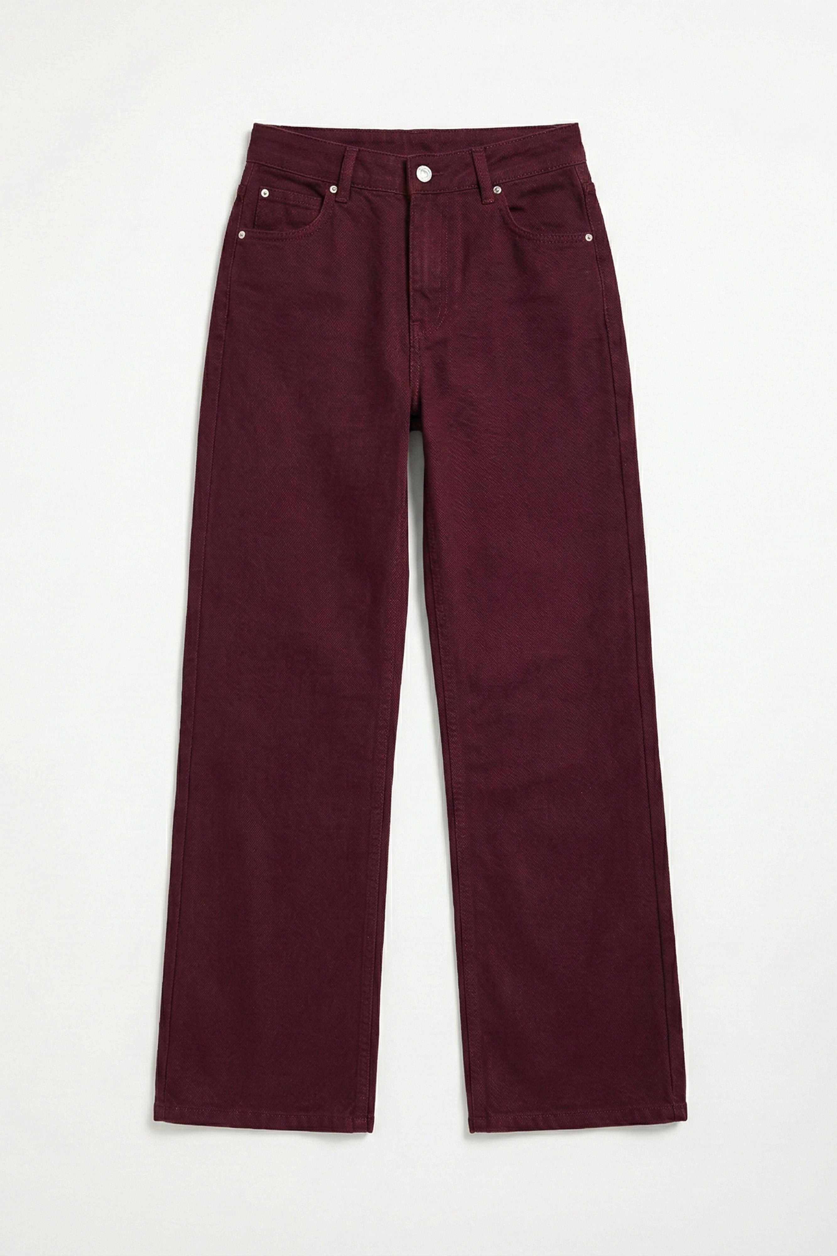 Kadın Bordo Doris 7s6-35 Straight Fit Yüksek Bel %100 Koton Denim Jean