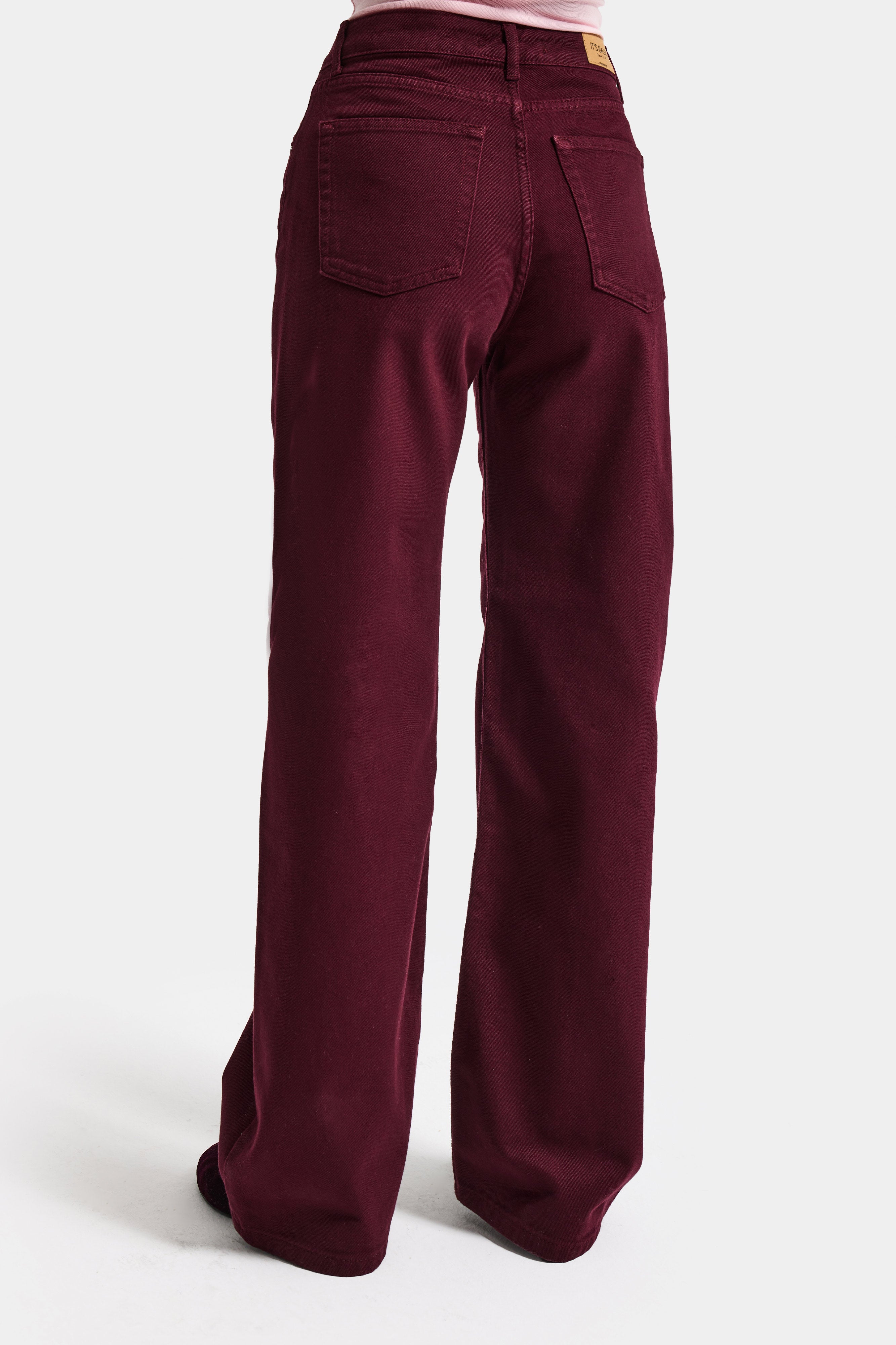 Kadın Bordo Doris 7s6-35 Straight Fit Yüksek Bel %100 Koton Denim Jean