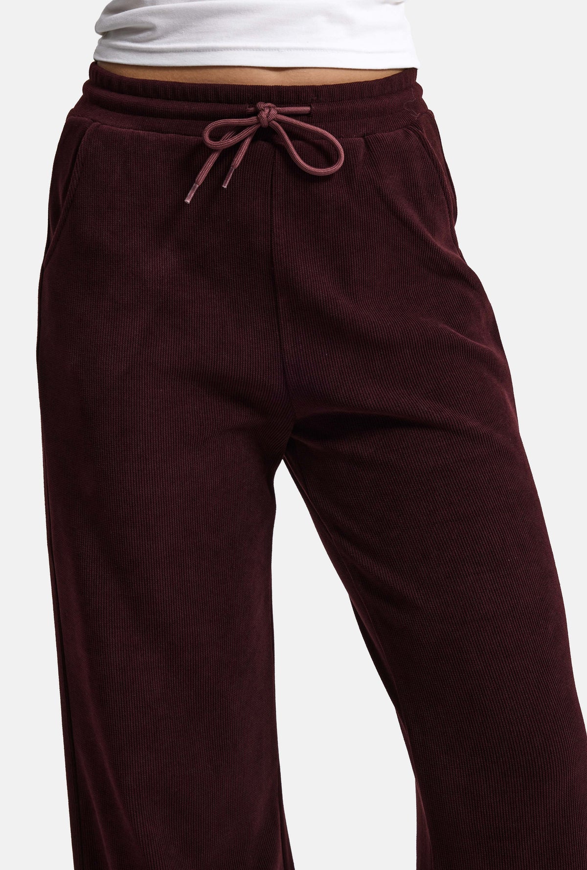 Kadın Bordo w6-35 Flare Fit İnce Fitilli Esnek Velvet Kadife Kumaş Pantolon