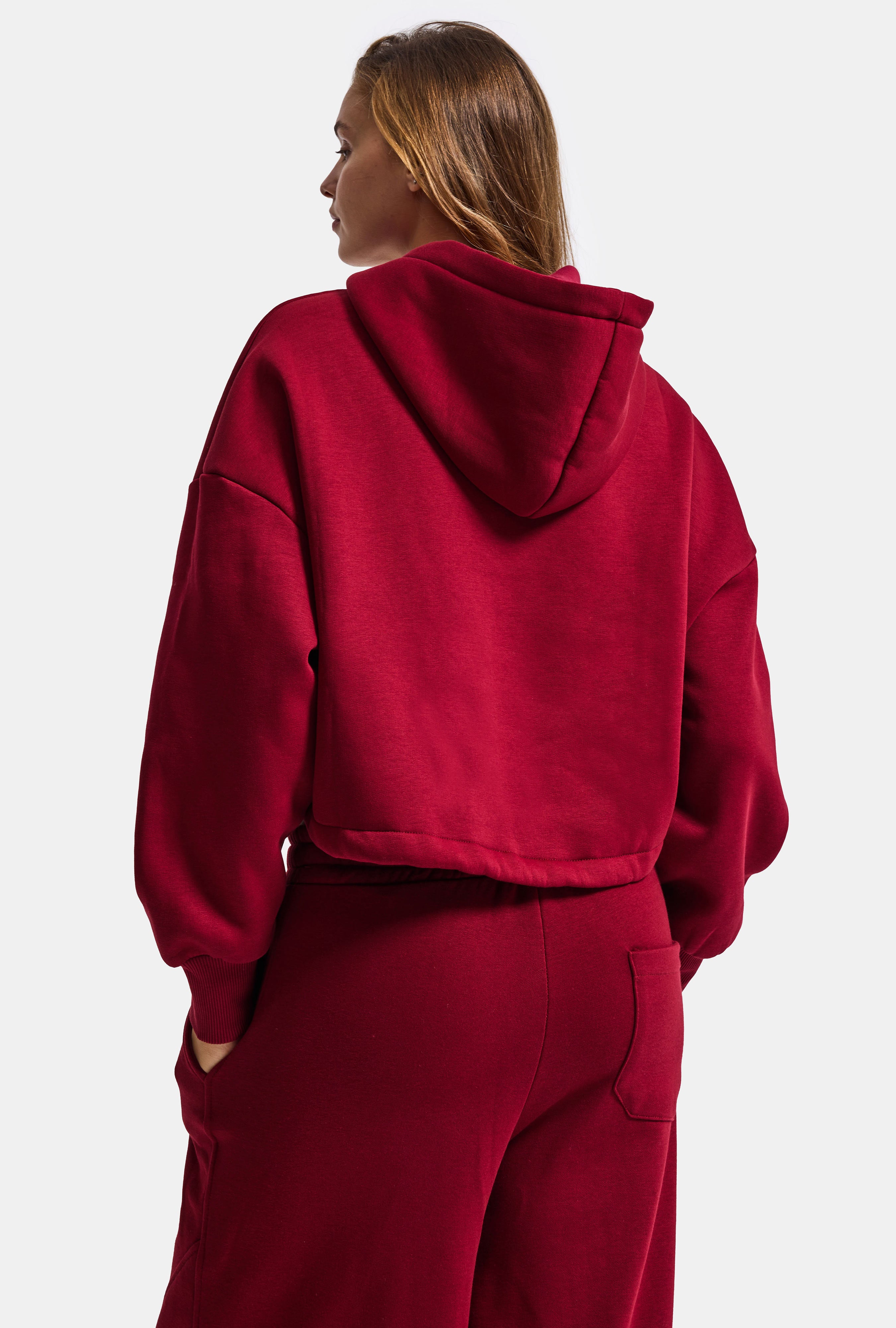Kadın Bordo w6-35 Sweatshirt Eşofman Pantolon 2'li Nakış Figürlü Tasarım Takım