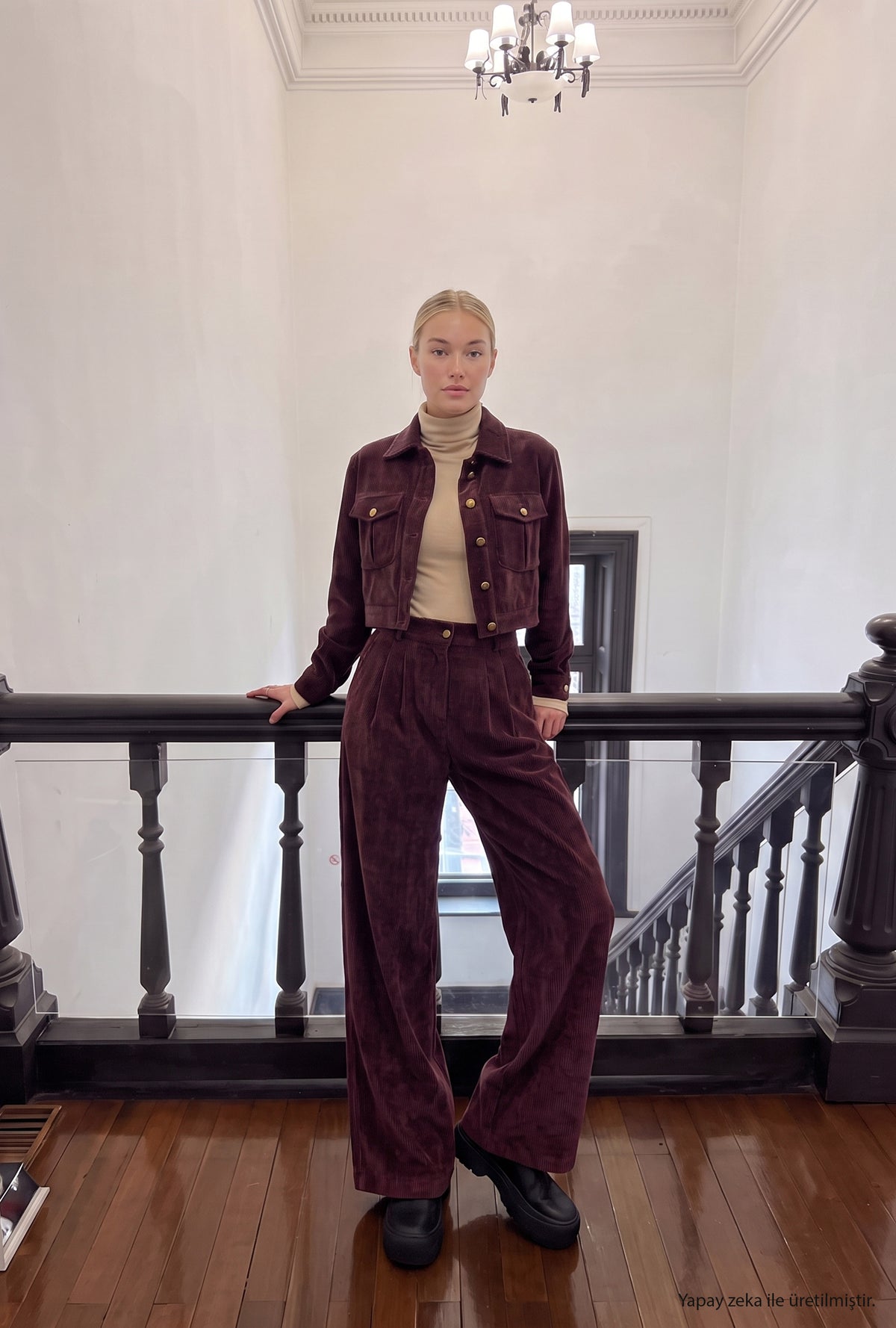 Kadın Bordo w6-52 Boxy Fit Pürüzsüz Velvet Kadife Kumaş Tasarım Ceket