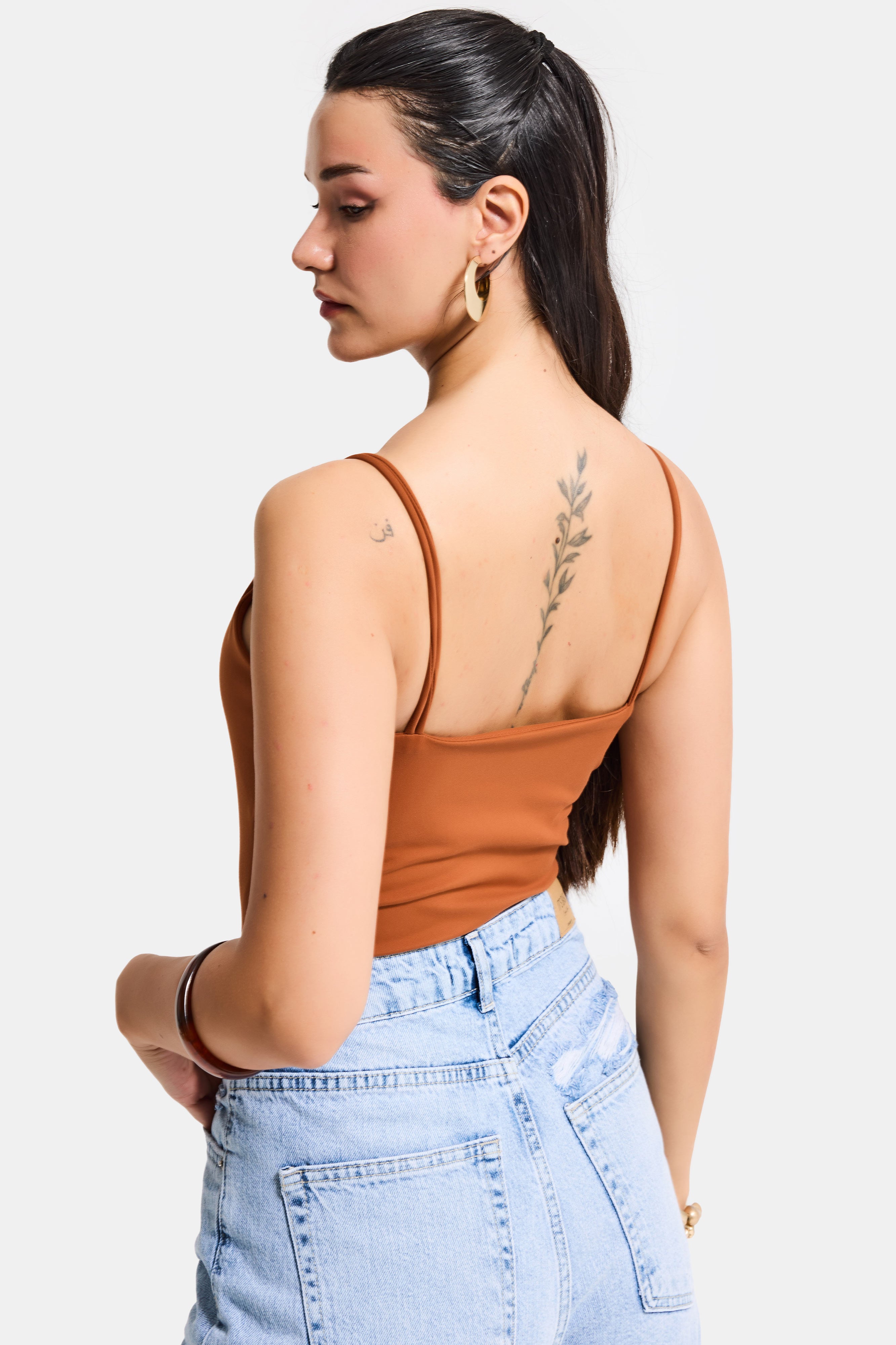 Kadın Camel s6-55 Askılı Aksesuar Detaylı Çıtçıtlı Body