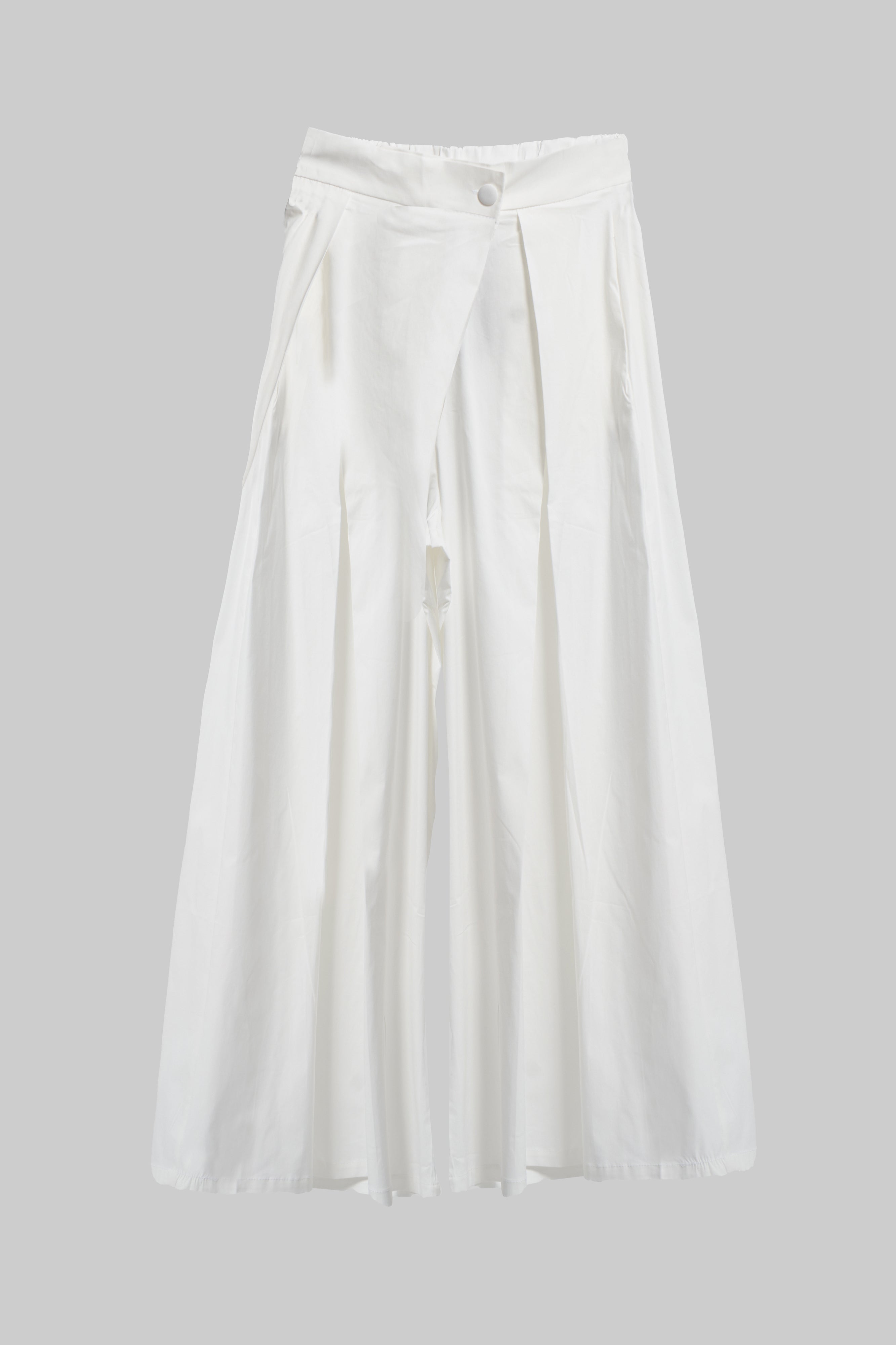 Kadın Ekru Renk Süper Palazzo Fit Özel Kumaş Pileli Tasarım Pantolon