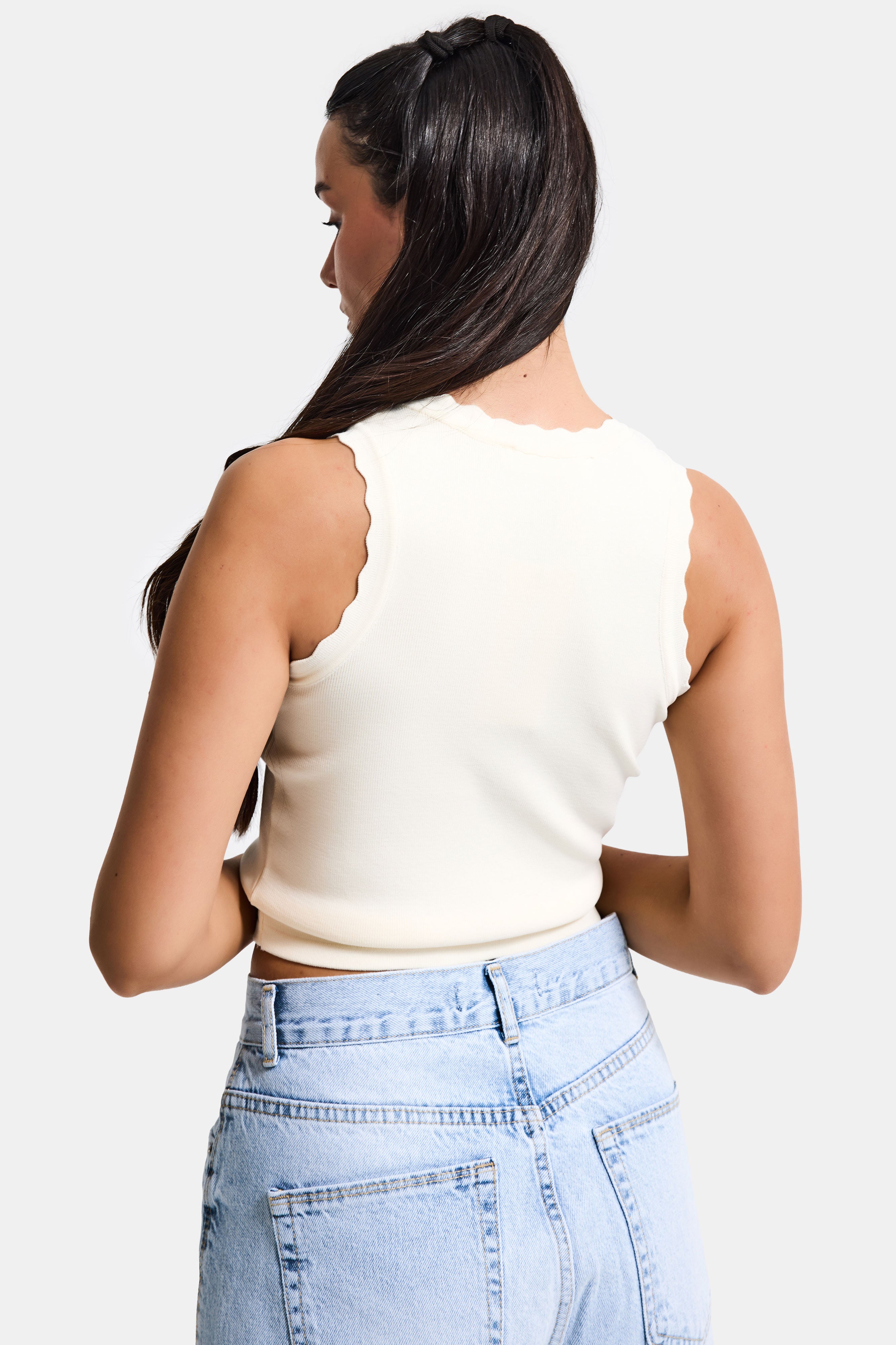 Kadın Ekru s6-101 Crop İnce Yazlık Triko Body