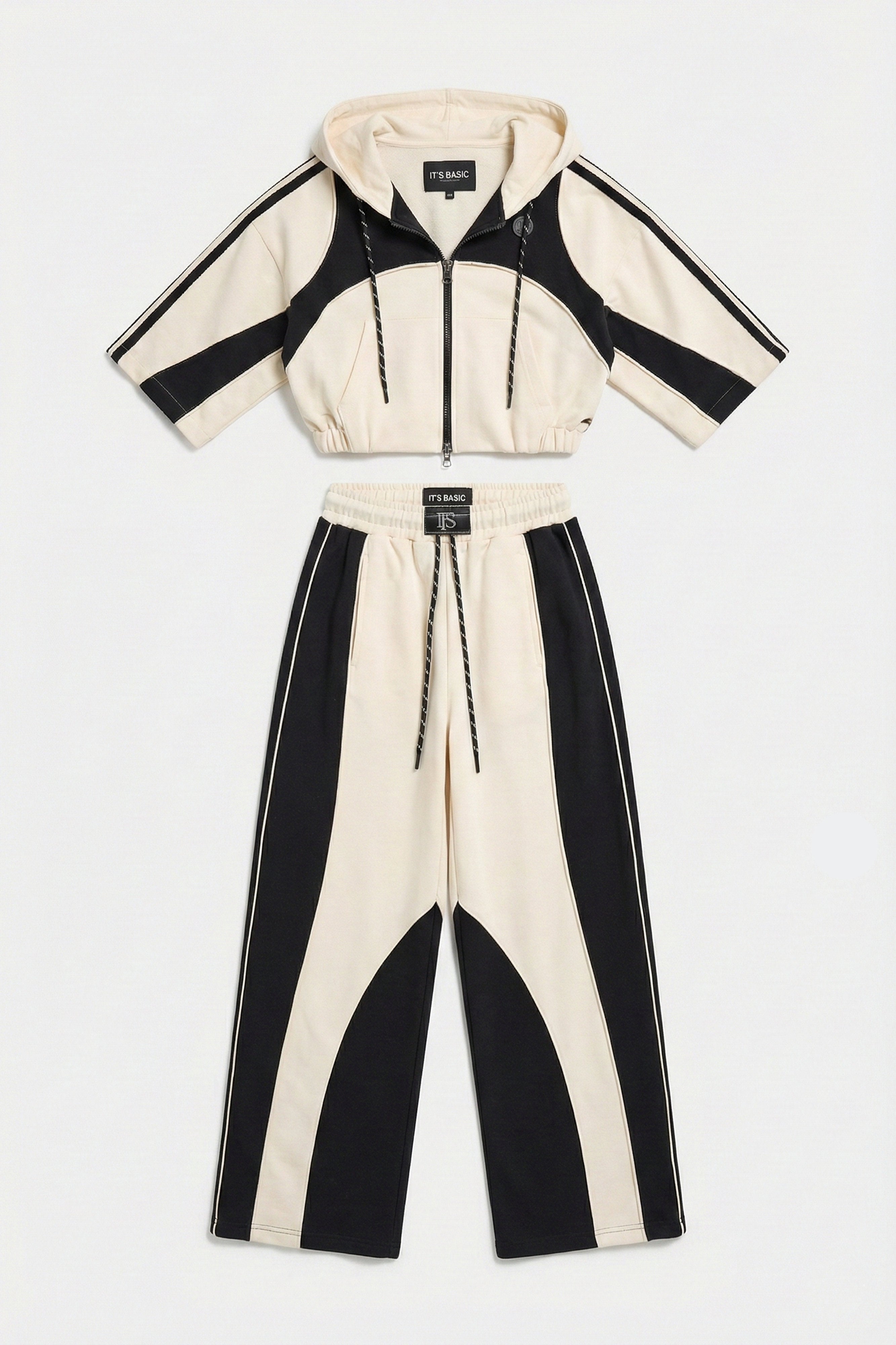 Kadın Ekru Siyah s6-105 Alt Üst 2'li Tasarım Takım